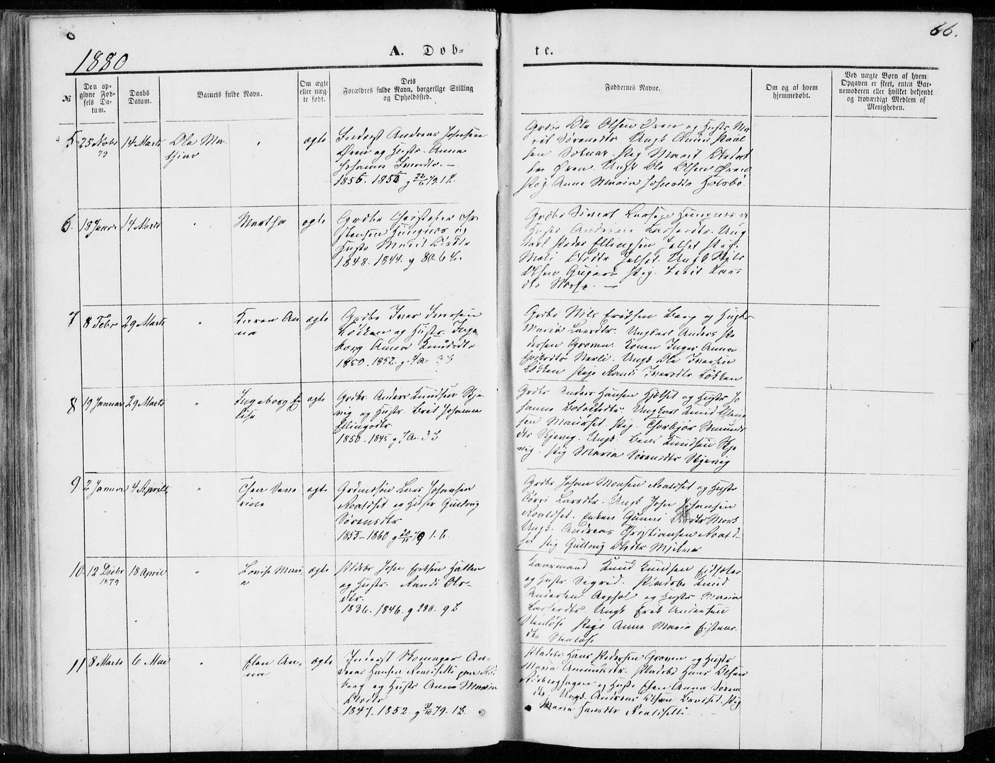 Ministerialprotokoller, klokkerbøker og fødselsregistre - Møre og Romsdal, SAT/A-1454/557/L0681: Parish register (official) no. 557A03, 1869-1886, p. 66