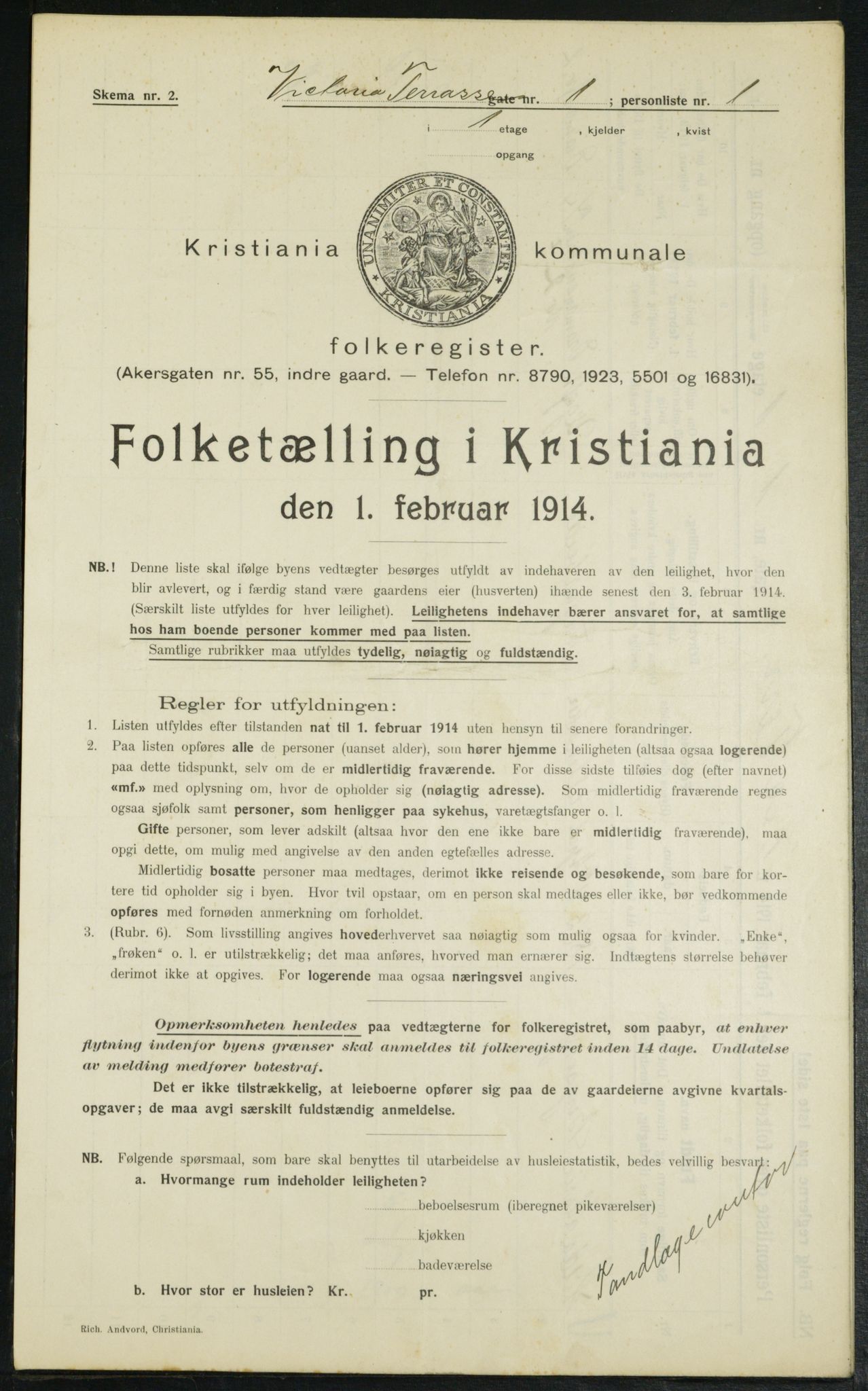 OBA, Municipal Census 1914 for Kristiania, 1914, p. 124517