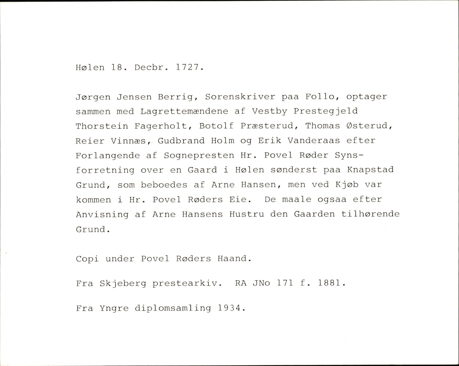 Riksarkivets diplomsamling, AV/RA-EA-5965/F35/F35k/L0001: Regestsedler: Prestearkiver fra Østfold og Akershus, p. 787