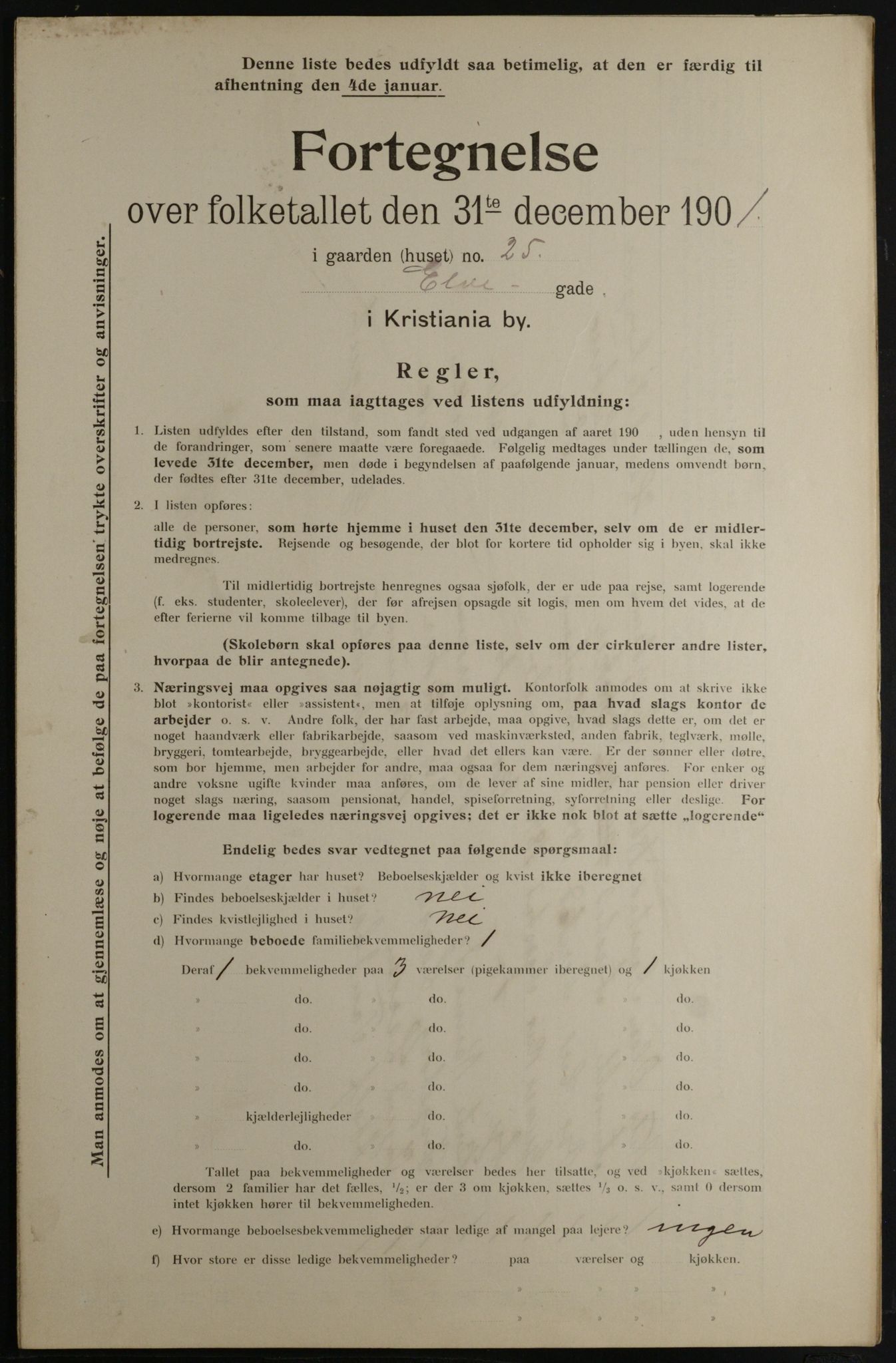 OBA, Municipal Census 1901 for Kristiania, 1901, p. 3329