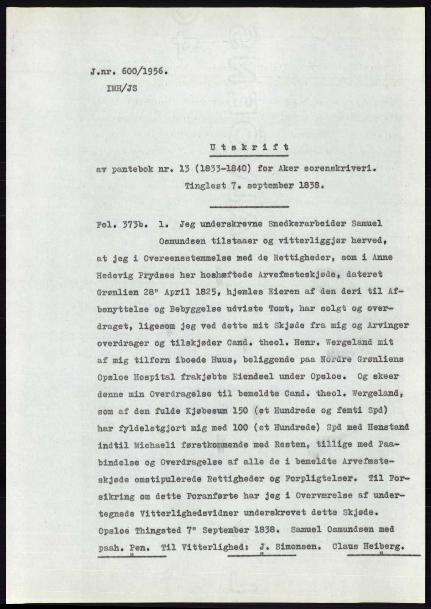 Statsarkivet i Oslo, SAO/A-10621/Z/Zd/L0004: Avskrifter, j.nr 1-797/1956, 1956, p. 378
