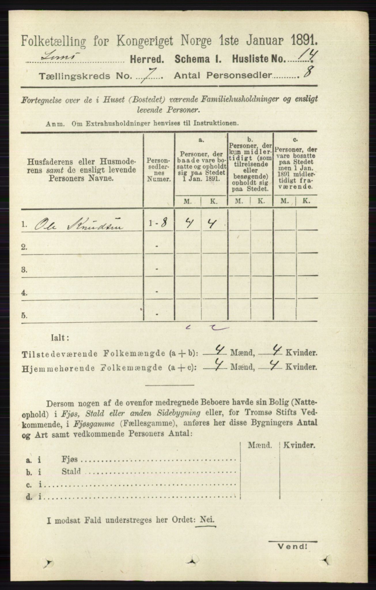 RA, 1891 census for 0514 Lom, 1891, p. 2773