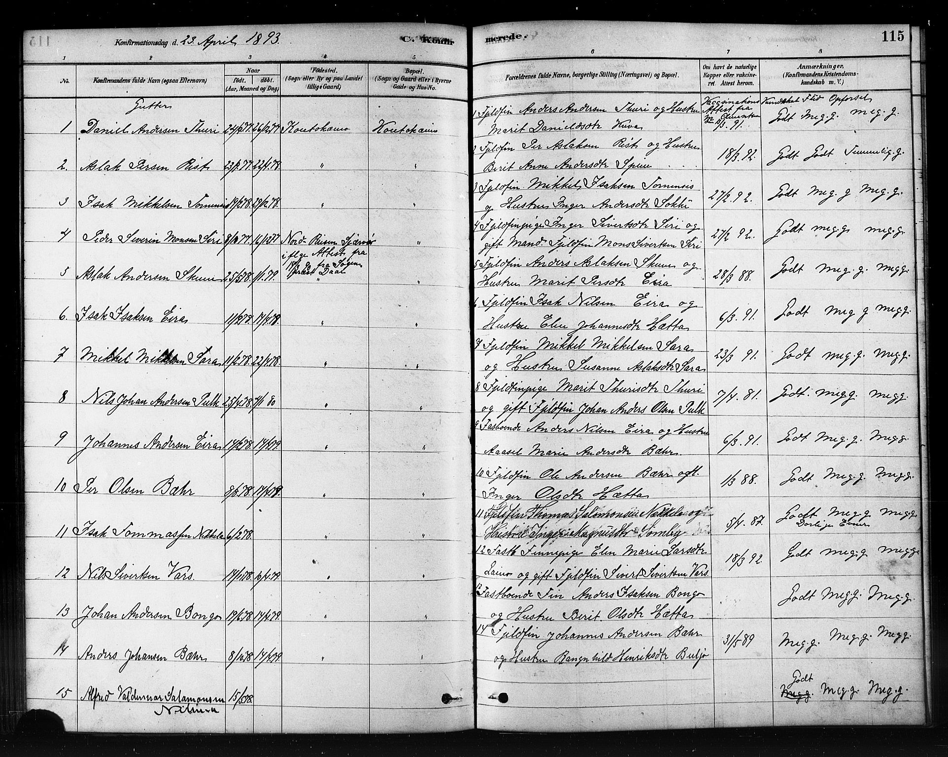 Kautokeino sokneprestembete, SATØ/S-1340/H/Hb/L0002.klokk: Parish register (copy) no. 2, 1877-1896, p. 115
