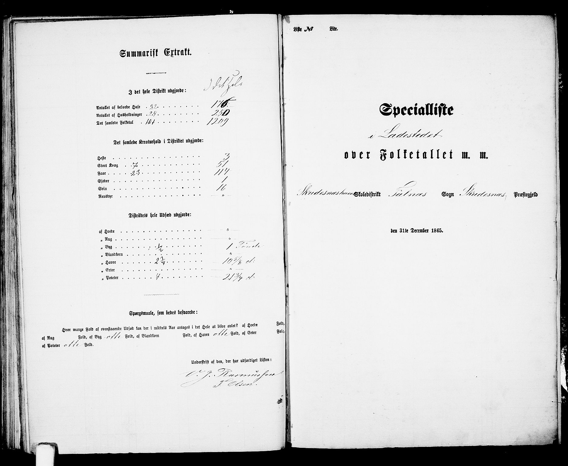 RA, 1865 census for Skudenes, 1865, p. 239