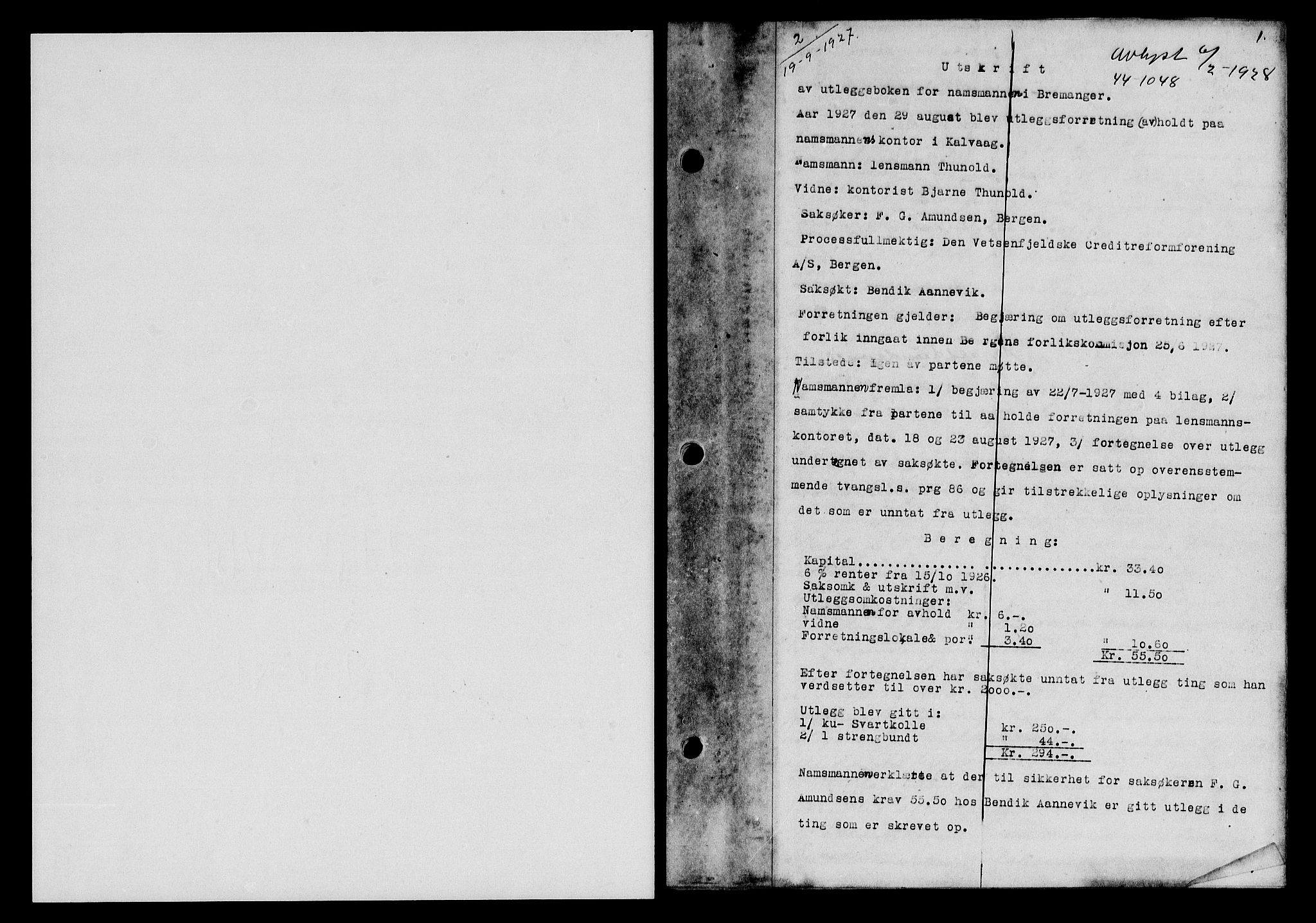 Sunnfjord tingrett, SAB/A-3201/1/G/Gb/Gba/L0047: Mortgage book no. II.B.47, 1927-1928, Deed date: 19.09.1927