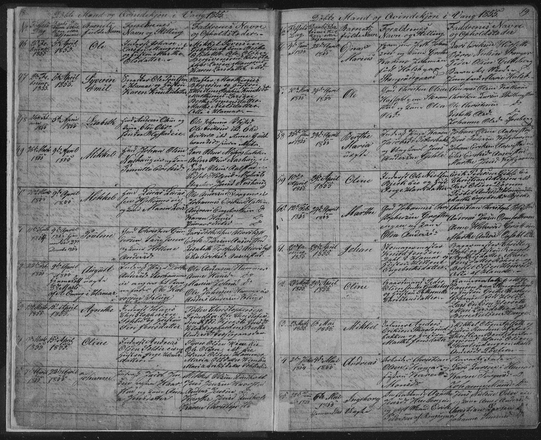 Vang prestekontor, Hedmark, AV/SAH-PREST-008/H/Ha/Hab/L0010A: Parish register (copy) no. 10a, 1854-1896, p. 18-19