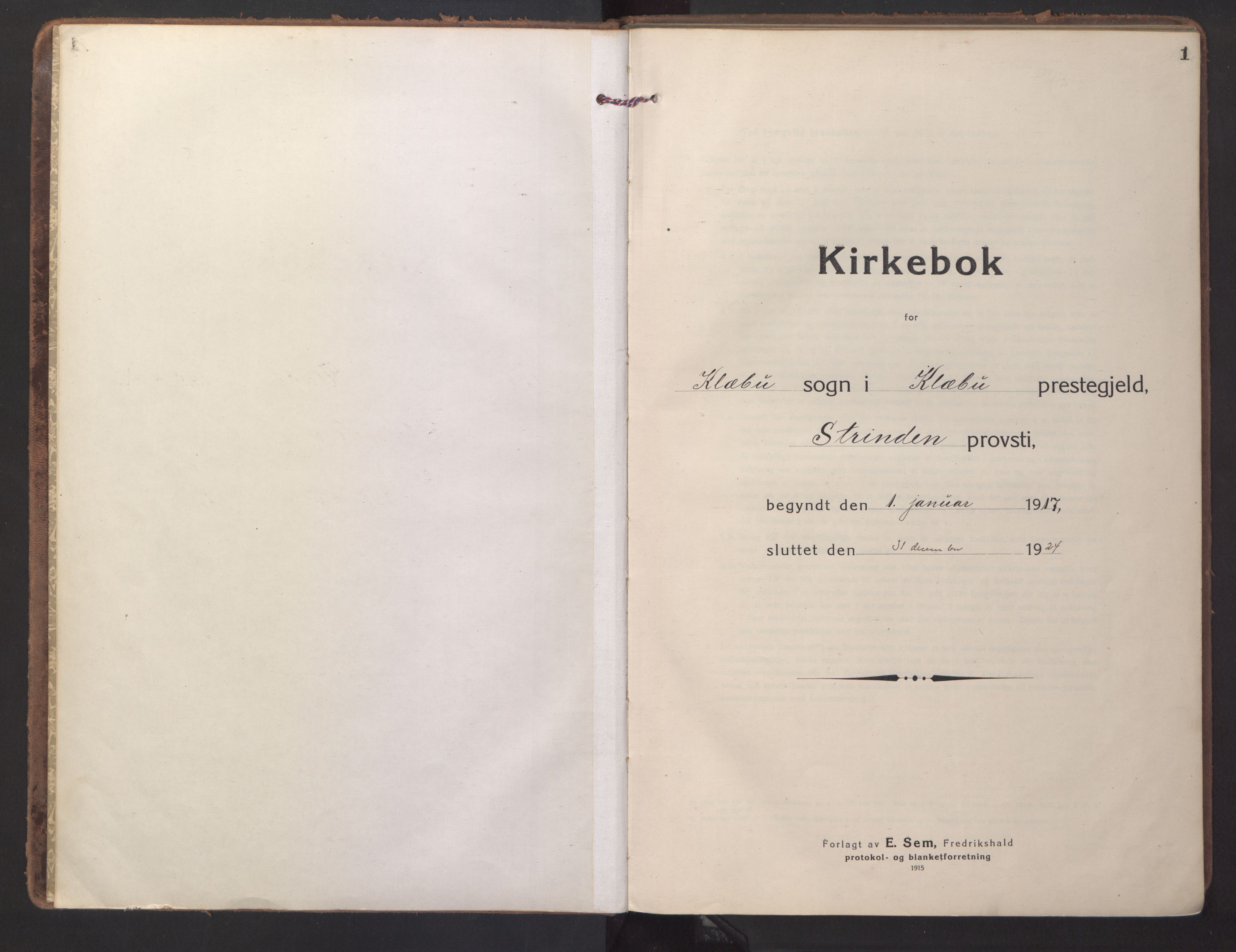 Ministerialprotokoller, klokkerbøker og fødselsregistre - Sør-Trøndelag, SAT/A-1456/618/L0449: Parish register (official) no. 618A12, 1917-1924