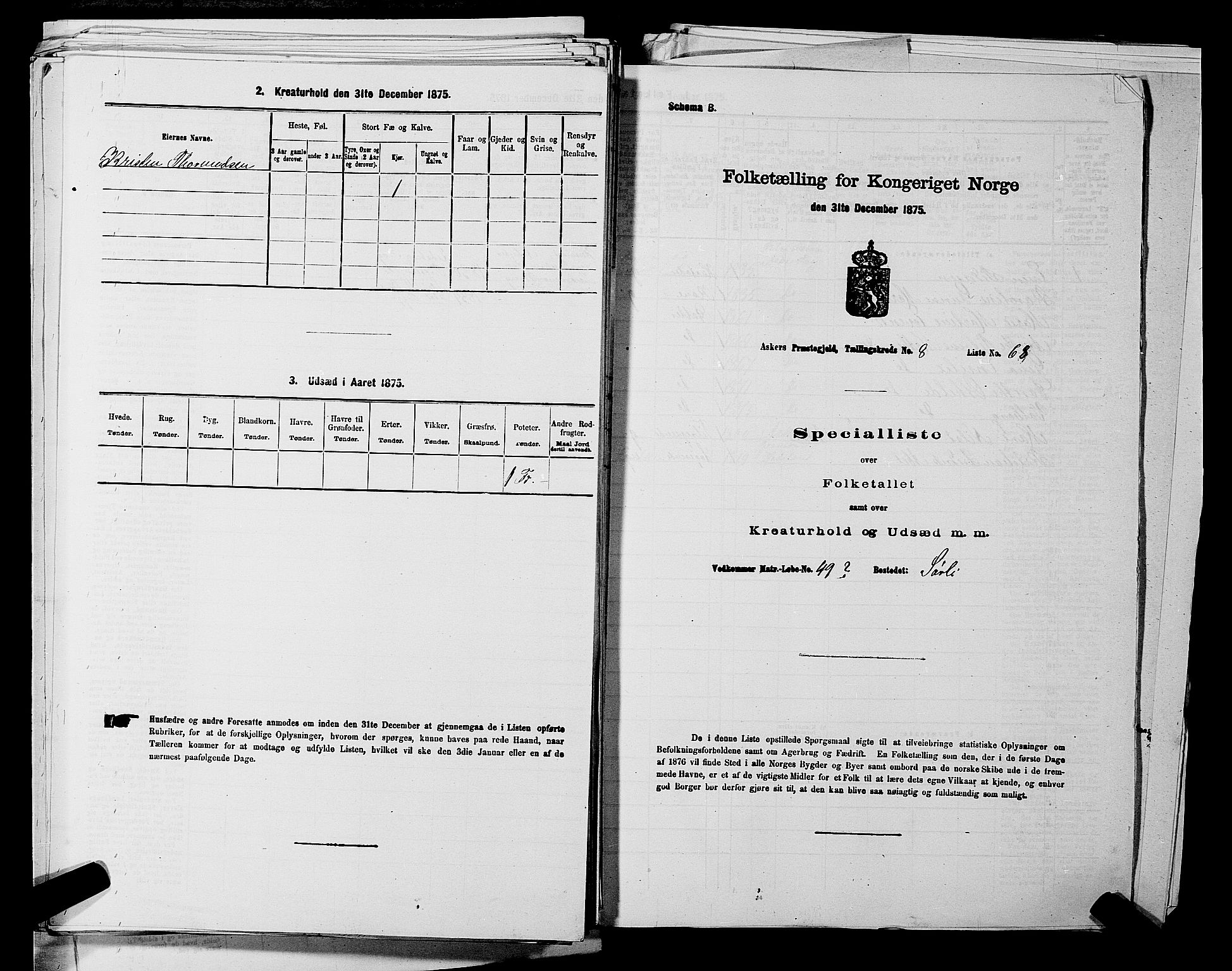 RA, 1875 census for 0220P Asker, 1875, p. 1647