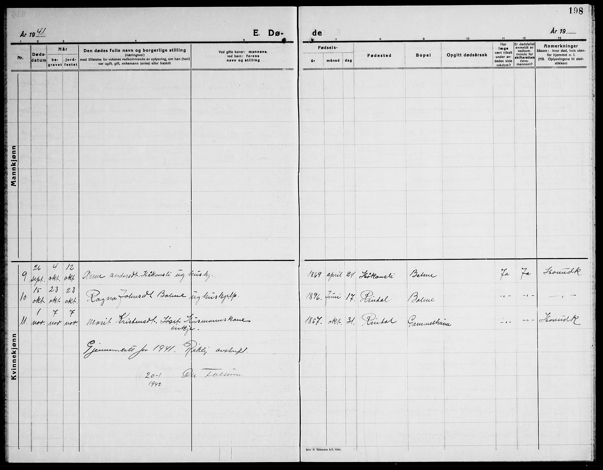 Ministerialprotokoller, klokkerbøker og fødselsregistre - Møre og Romsdal, AV/SAT-A-1454/598/L1080: Parish register (copy) no. 598C05, 1927-1944, p. 198