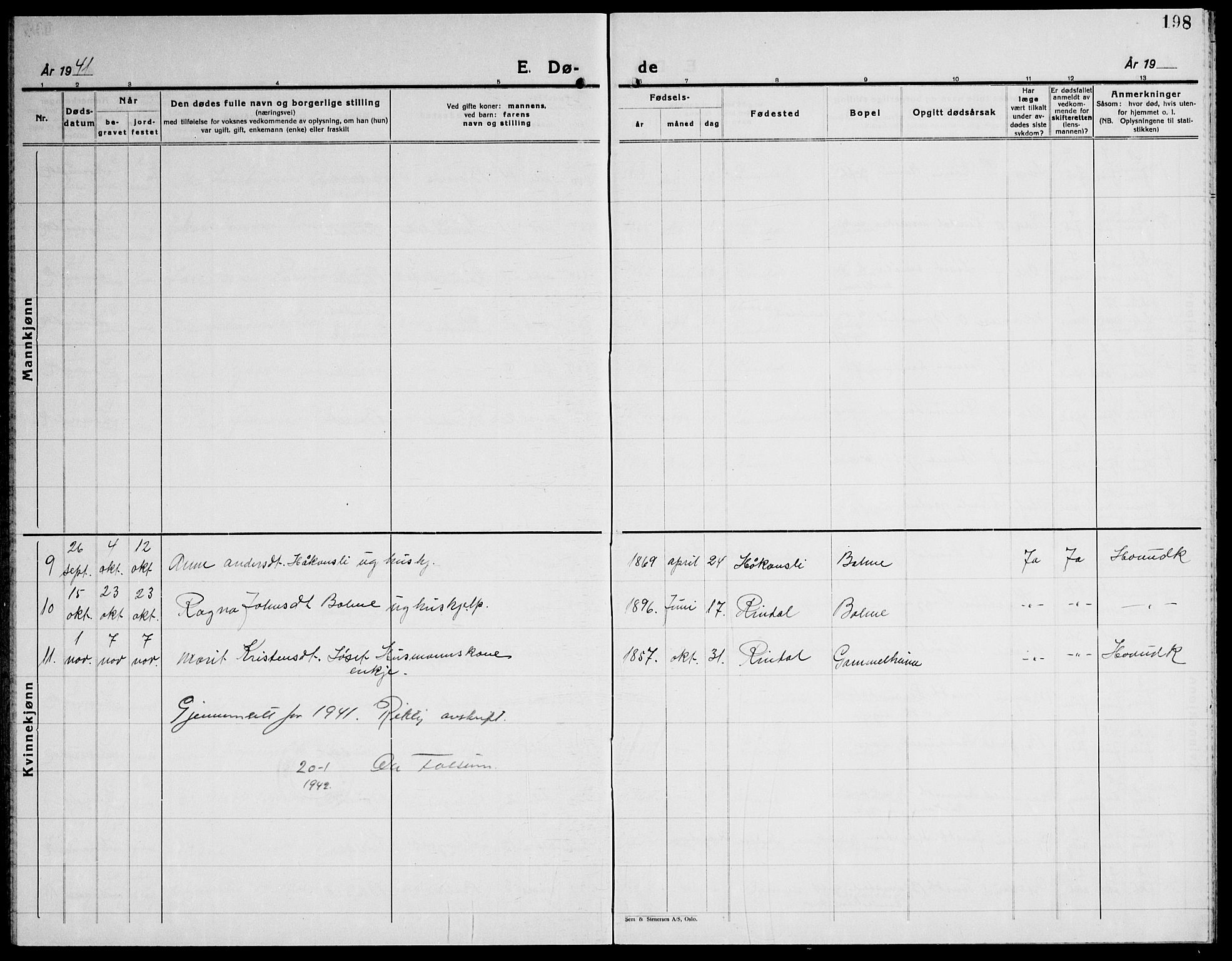 Ministerialprotokoller, klokkerbøker og fødselsregistre - Møre og Romsdal, SAT/A-1454/598/L1080: Parish register (copy) no. 598C05, 1927-1944, p. 198