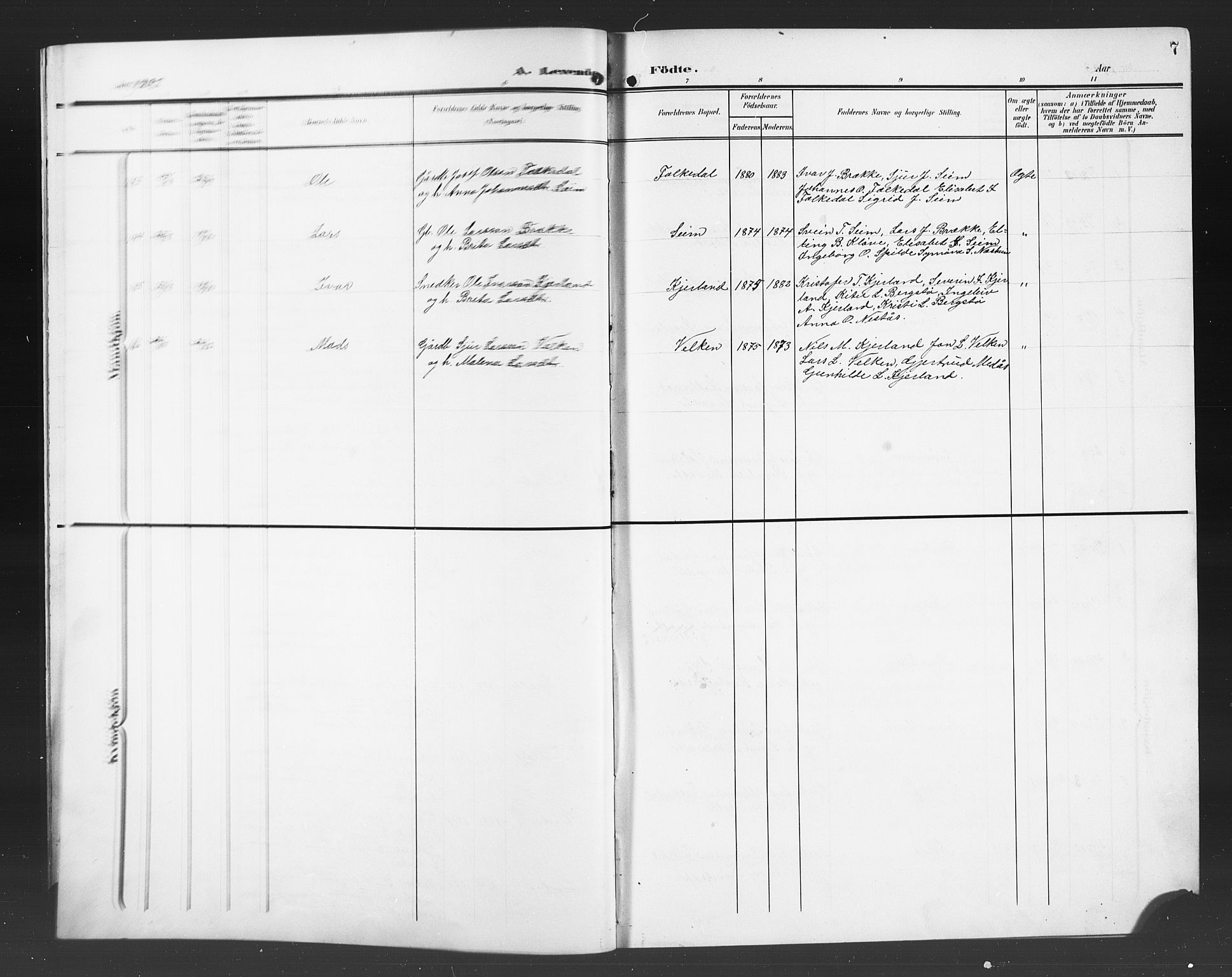 Ulvik sokneprestembete, SAB/A-78801/H/Hab: Parish register (copy) no. B 4, 1902-1923, p. 7