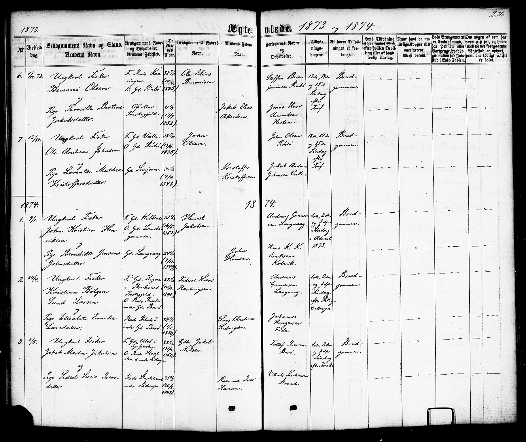 Ministerialprotokoller, klokkerbøker og fødselsregistre - Nordland, AV/SAT-A-1459/872/L1034: Parish register (official) no. 872A09, 1864-1884, p. 236