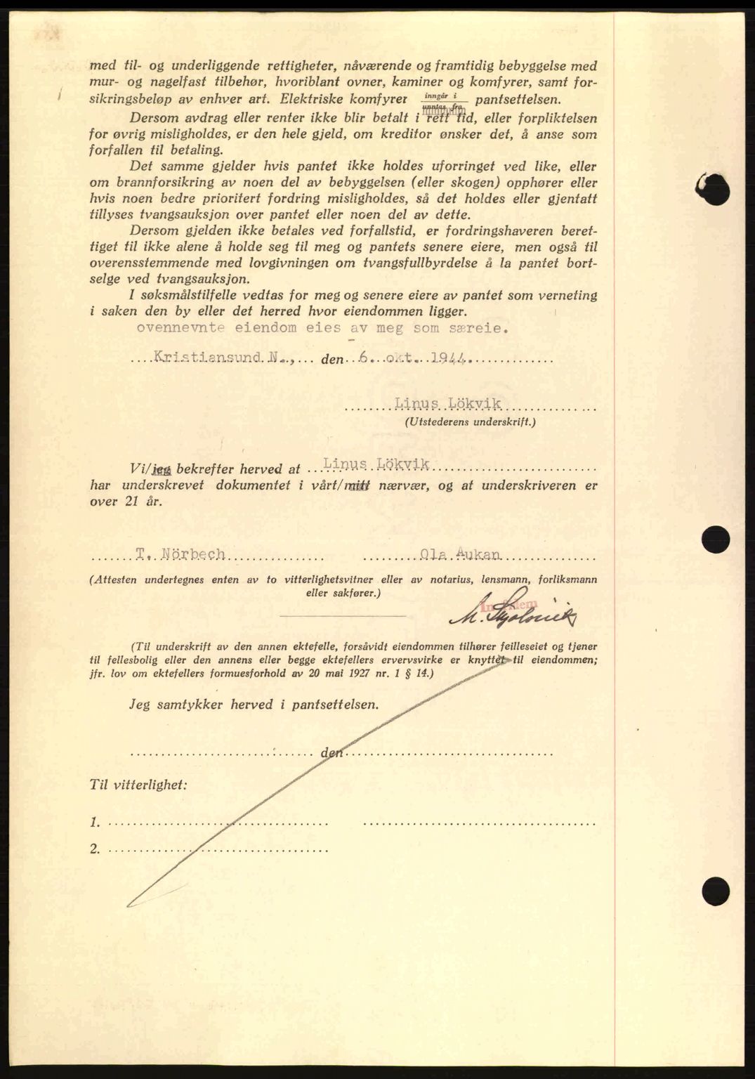 Kristiansund byfogd, AV/SAT-A-4587/A/27: Mortgage book no. 37-38, 1943-1945, Diary no: : 790/1944