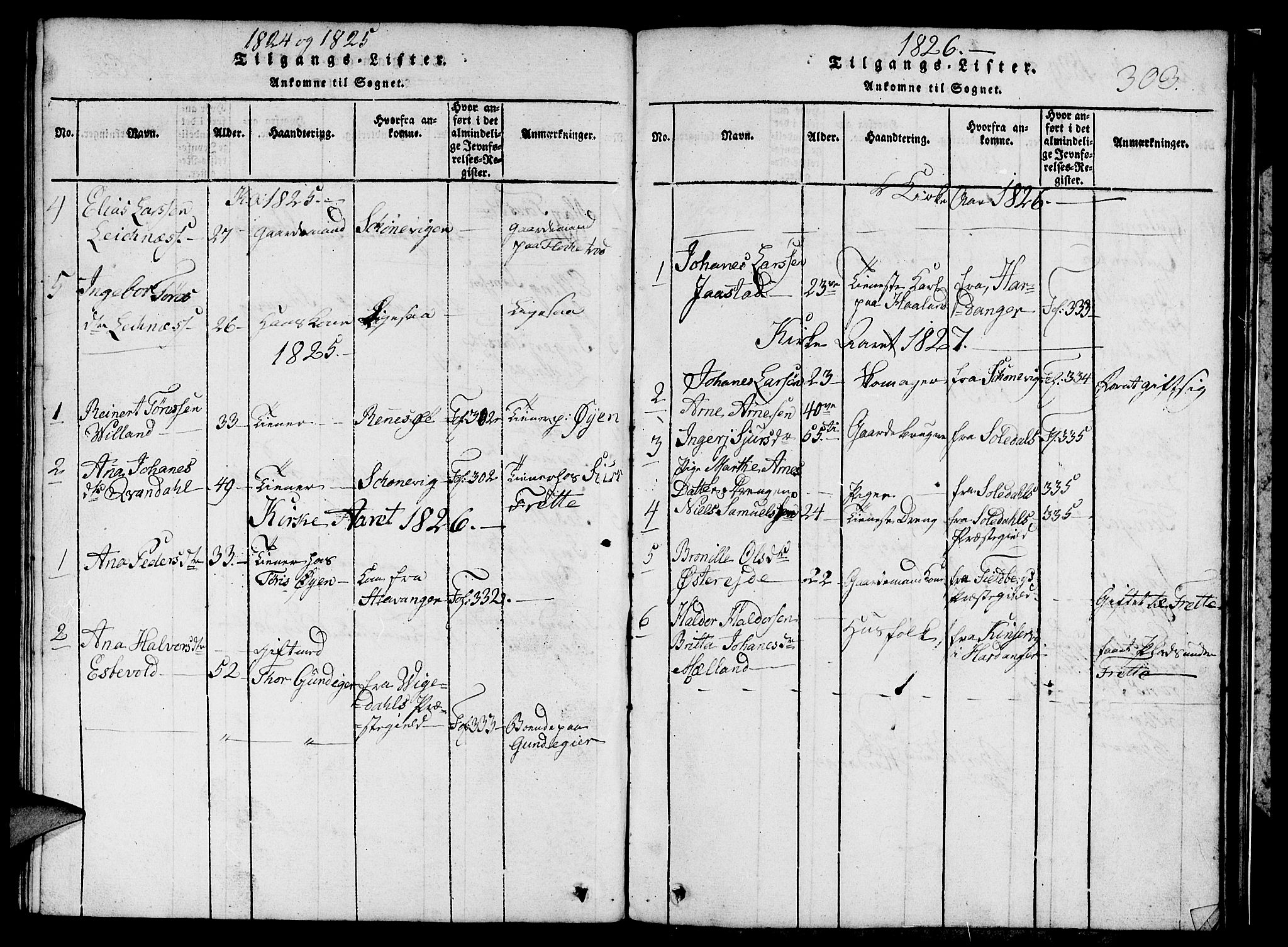 Etne sokneprestembete, SAB/A-75001/H/Hab: Parish register (copy) no. C 1, 1816-1841, p. 303