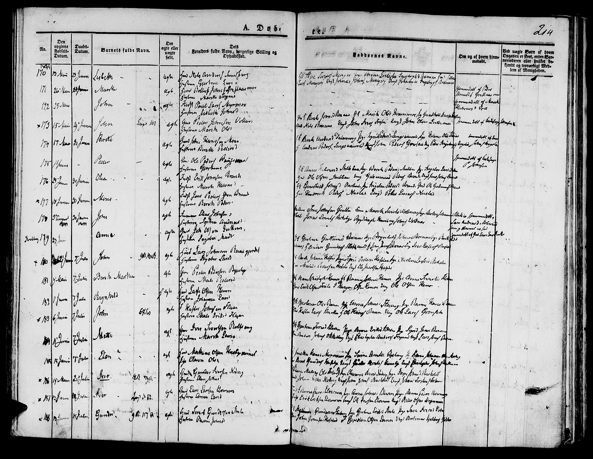 Ministerialprotokoller, klokkerbøker og fødselsregistre - Nord-Trøndelag, SAT/A-1458/709/L0071: Parish register (official) no. 709A11, 1833-1844, p. 214