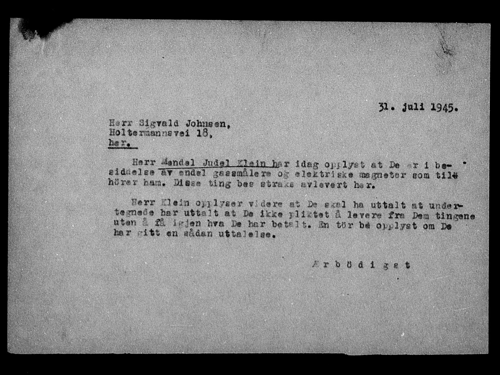 Justisdepartementet, Tilbakeføringskontoret for inndratte formuer, AV/RA-S-1564/H/Hc/Hca/L0903: --, 1945-1947, p. 353