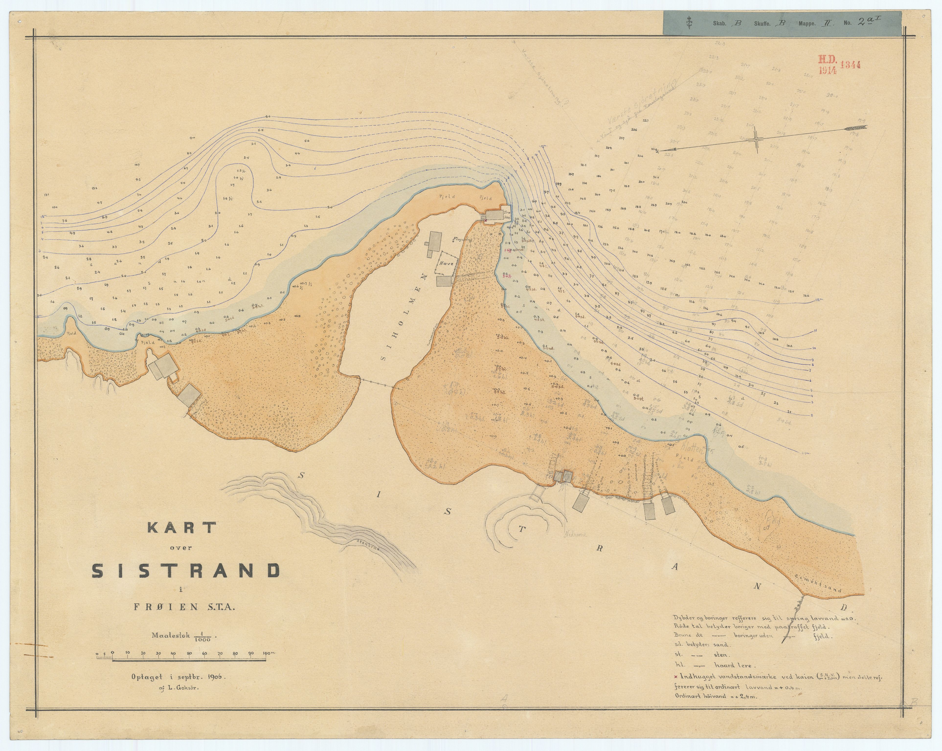 Havnedirektoratet, AV/RA-S-1604/2/T/Tf/Tf13/0001 / Havnedir-N 1201 "Kart over Sistrand i Frøien S. T. A"., 1835-1920, p. 1