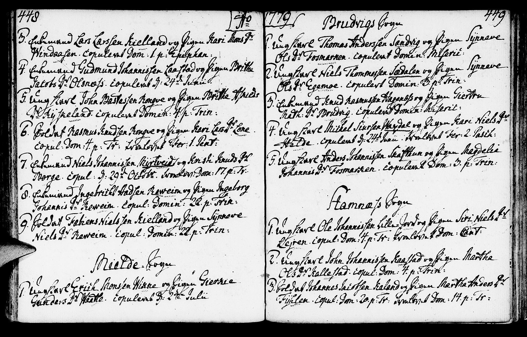 Haus sokneprestembete, SAB/A-75601/H/Haa: Parish register (official) no. A 9, 1767-1781, p. 448-449