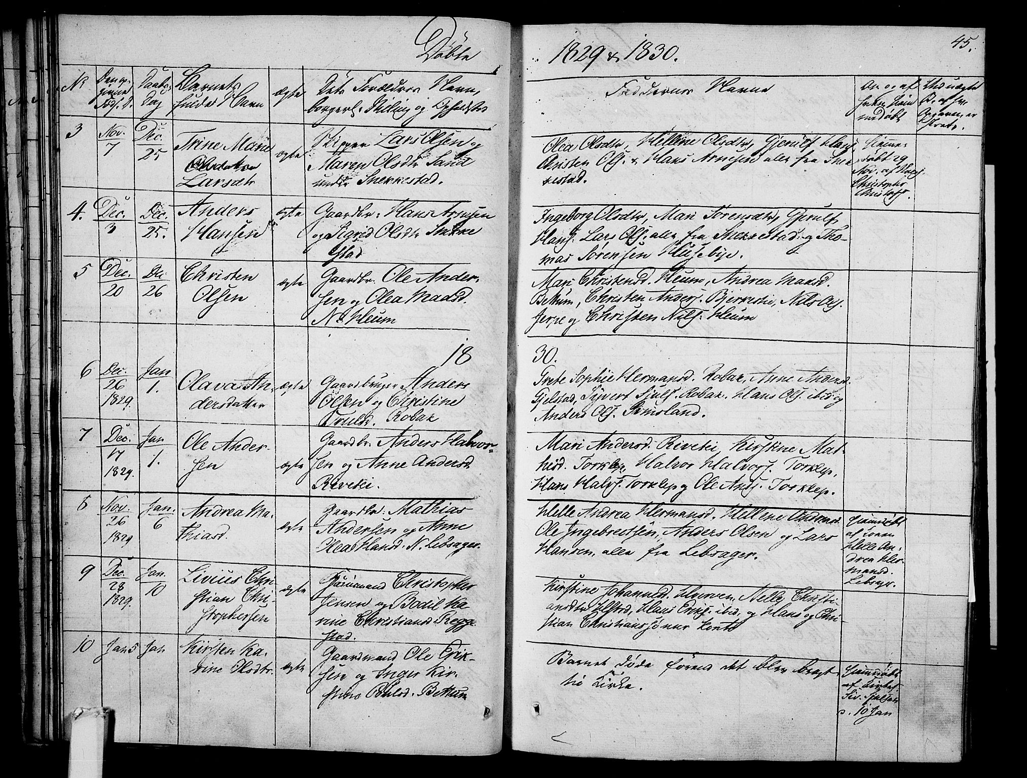 Våle kirkebøker, AV/SAKO-A-334/F/Fa/L0008: Parish register (official) no. I 8, 1824-1844, p. 45