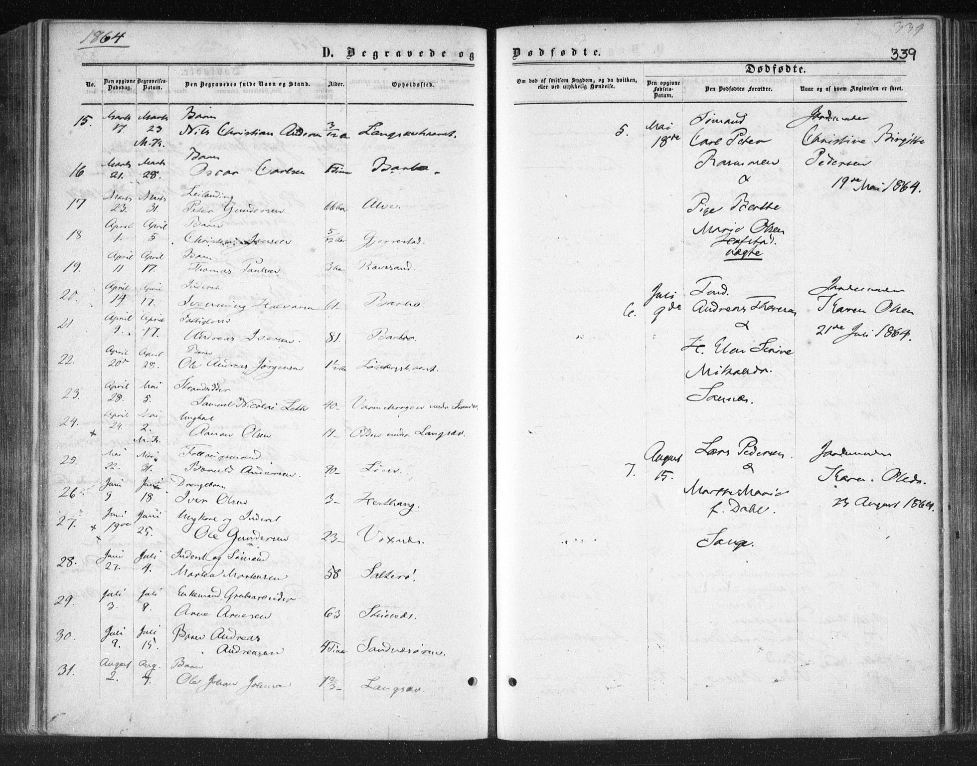 Tromøy sokneprestkontor, AV/SAK-1111-0041/F/Fa/L0007: Parish register (official) no. A 7, 1864-1869, p. 339