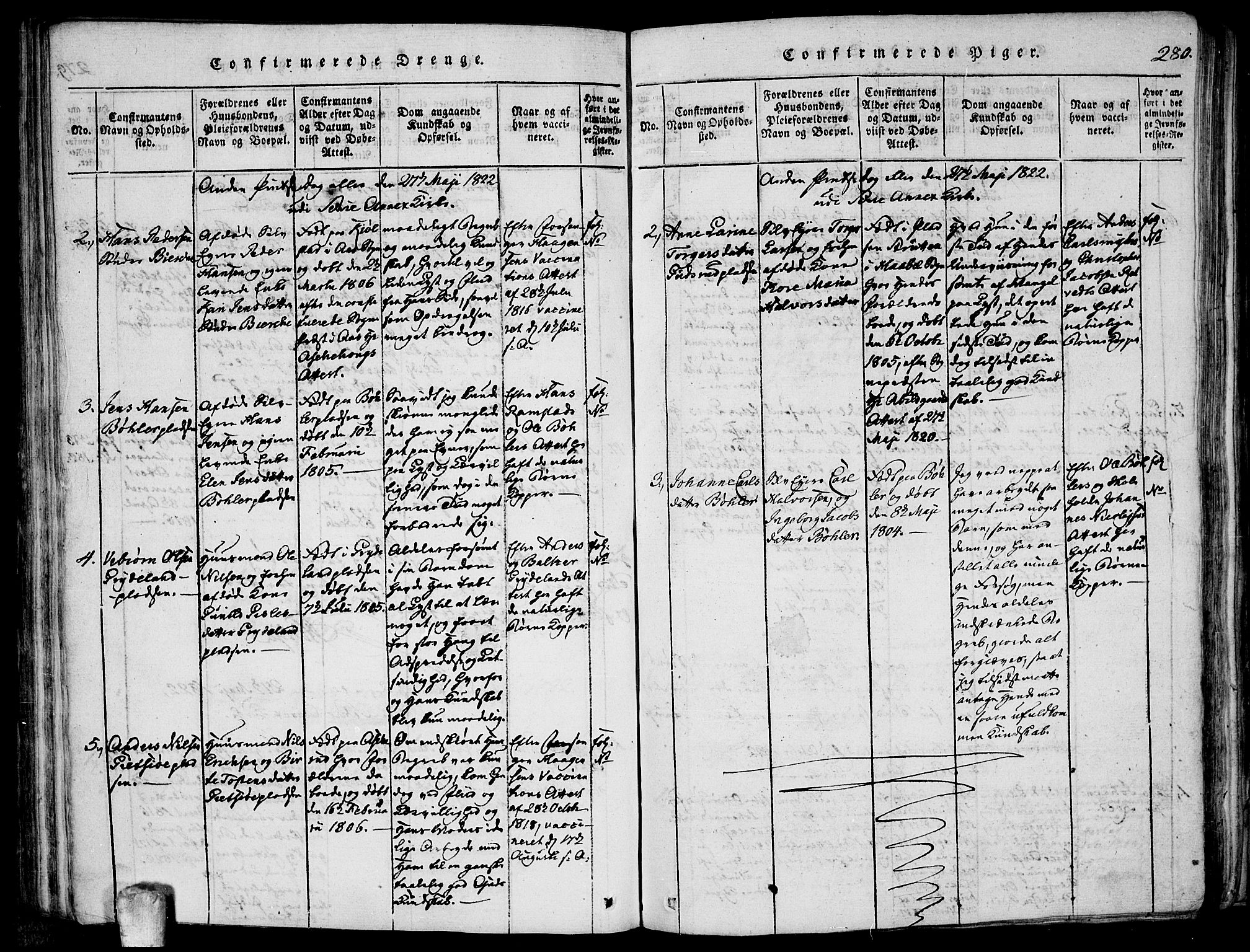 Kråkstad prestekontor Kirkebøker, AV/SAO-A-10125a/F/Fa/L0003: Parish register (official) no. I 3, 1813-1824, p. 280