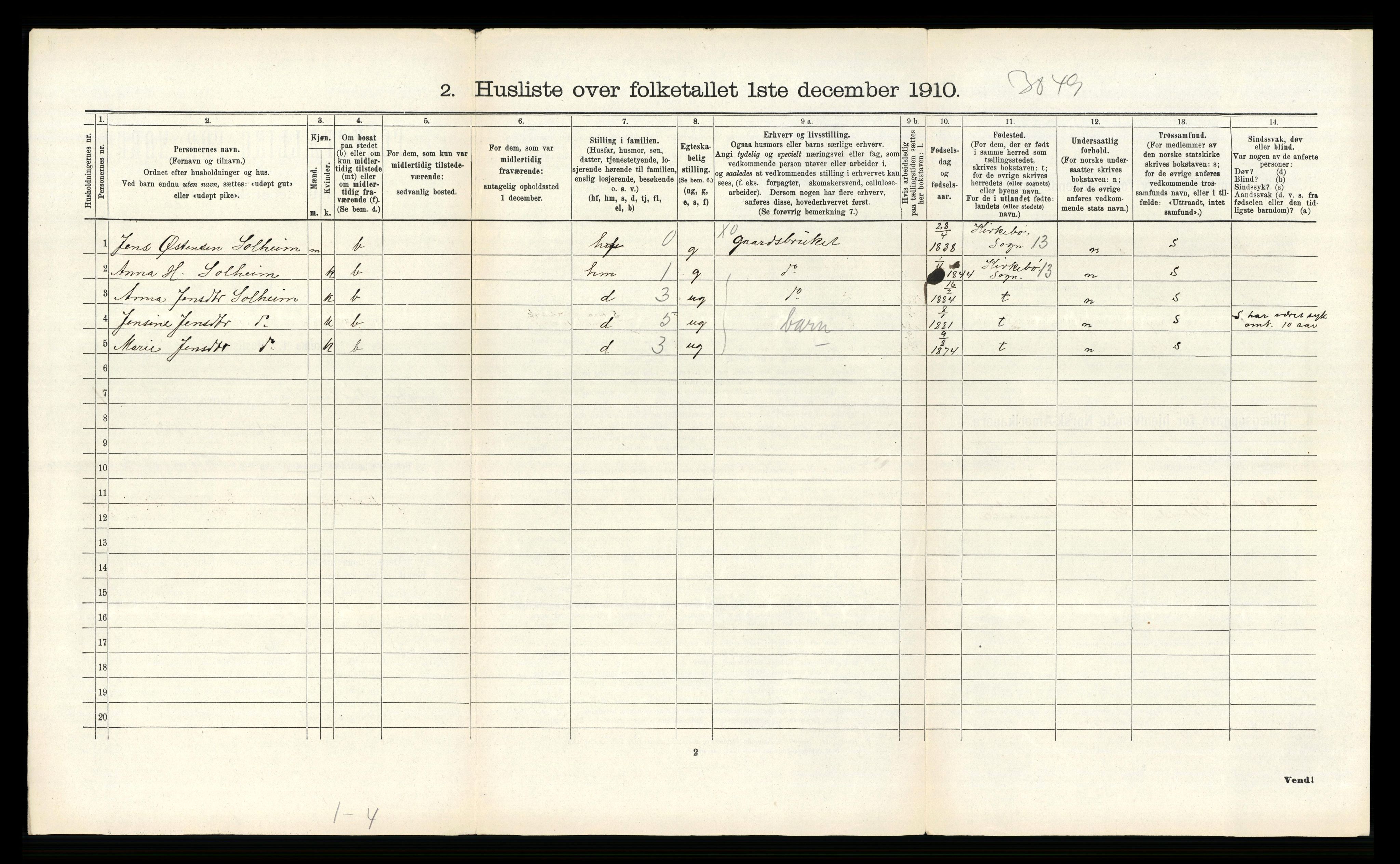 RA, 1910 census for Ytre Holmedal, 1910, p. 1137