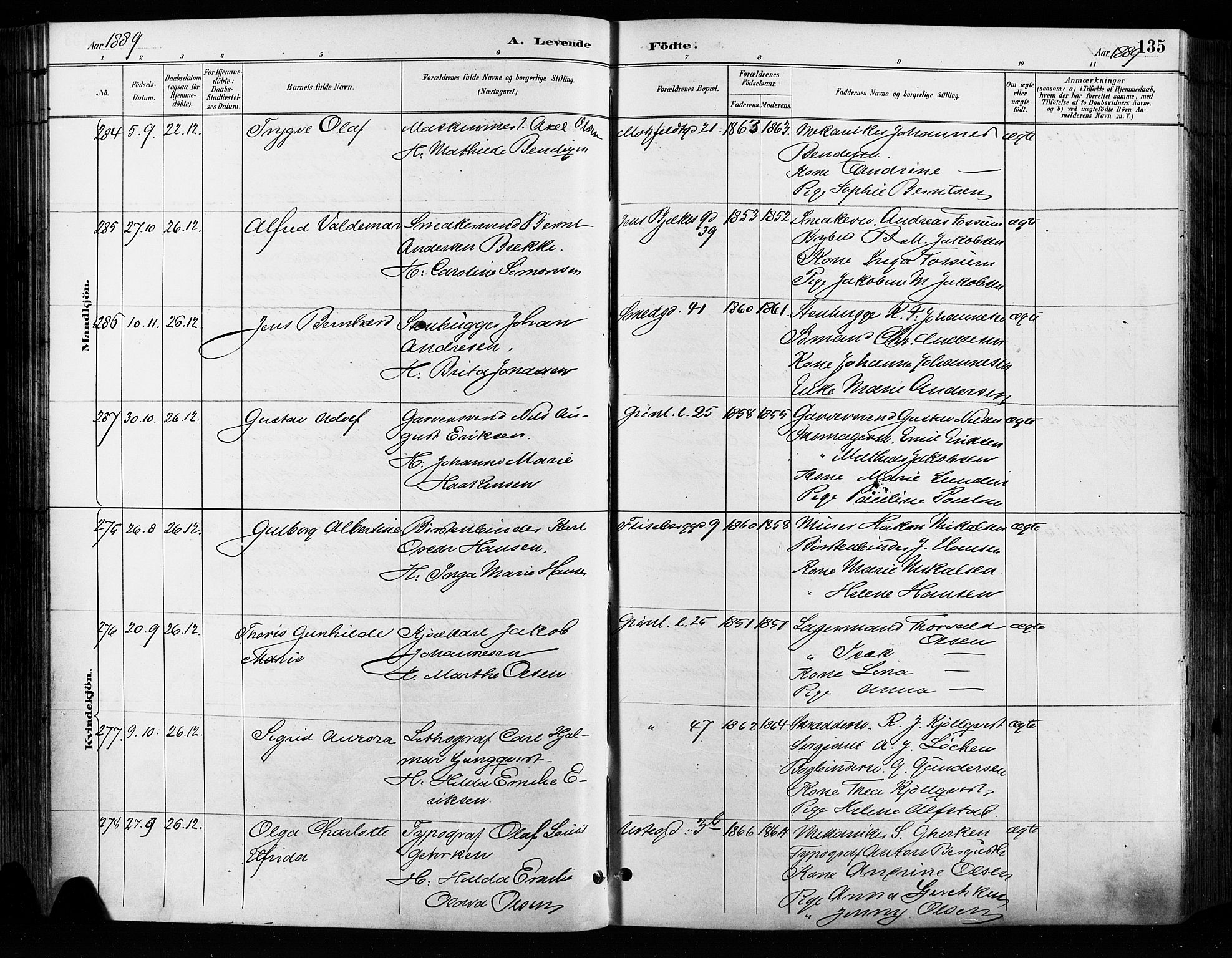 Grønland prestekontor Kirkebøker, AV/SAO-A-10848/F/Fa/L0009: Parish register (official) no. 9, 1888-1893, p. 135