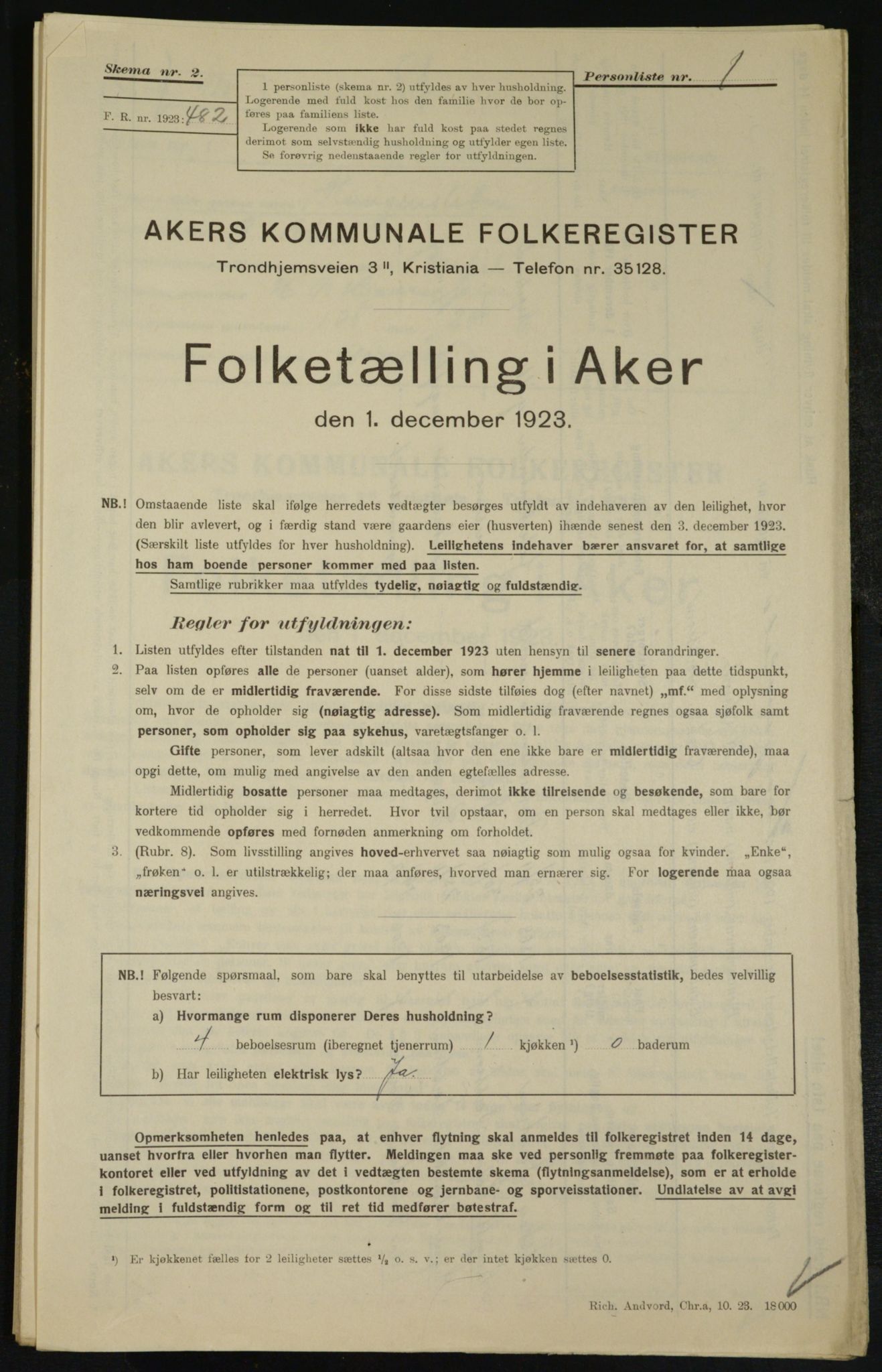 , Municipal Census 1923 for Aker, 1923, p. 25573