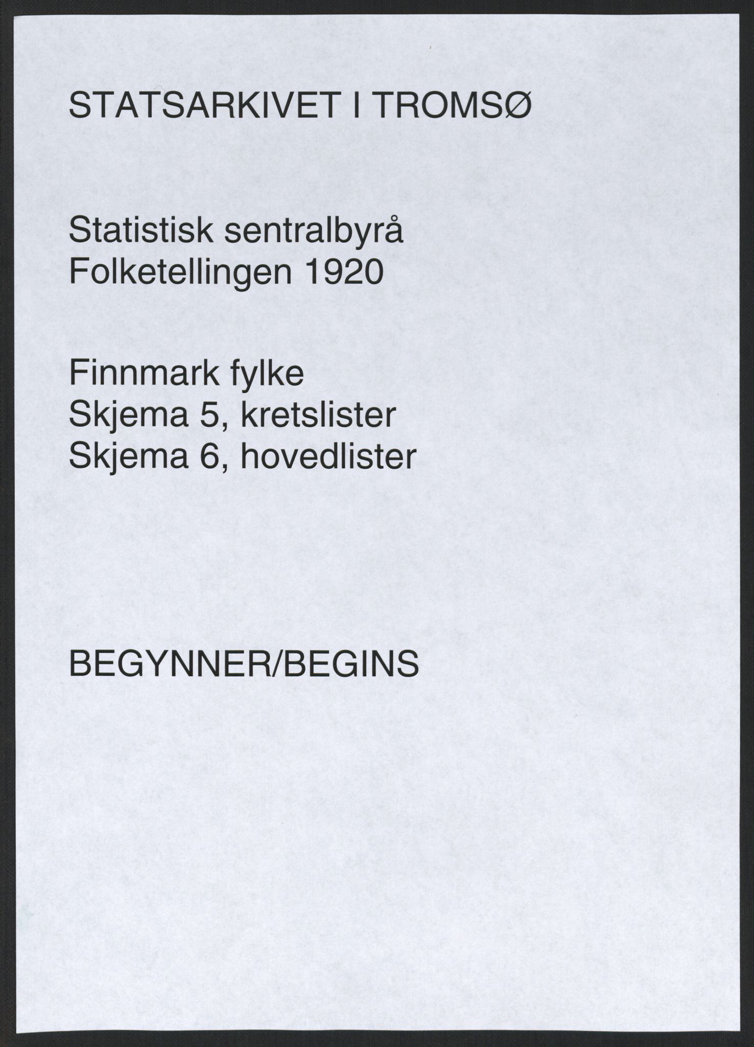 SATØ, 1920 census for Hammerfest, 1920, p. 1