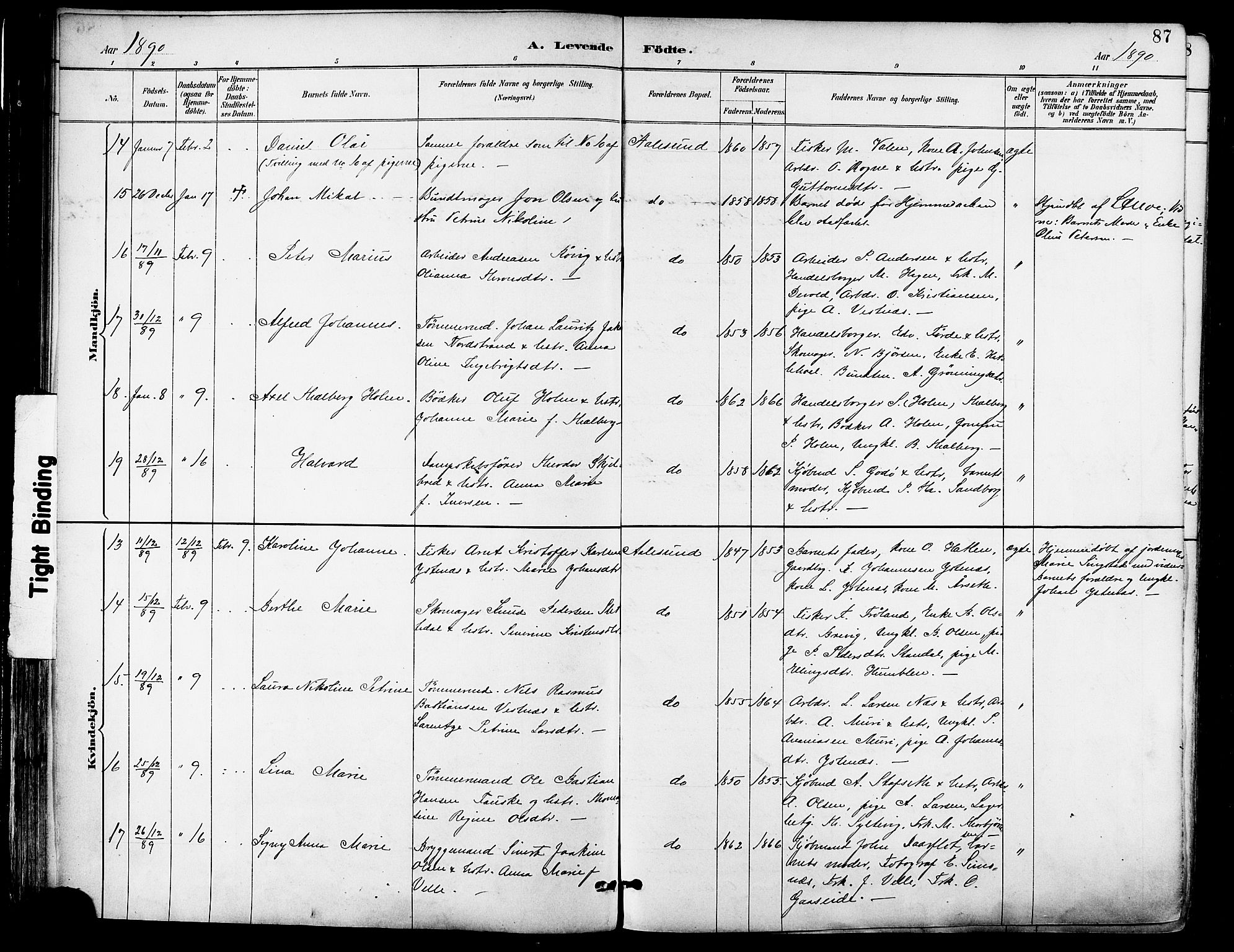 Ministerialprotokoller, klokkerbøker og fødselsregistre - Møre og Romsdal, AV/SAT-A-1454/529/L0455: Parish register (official) no. 529A05, 1885-1893, p. 87