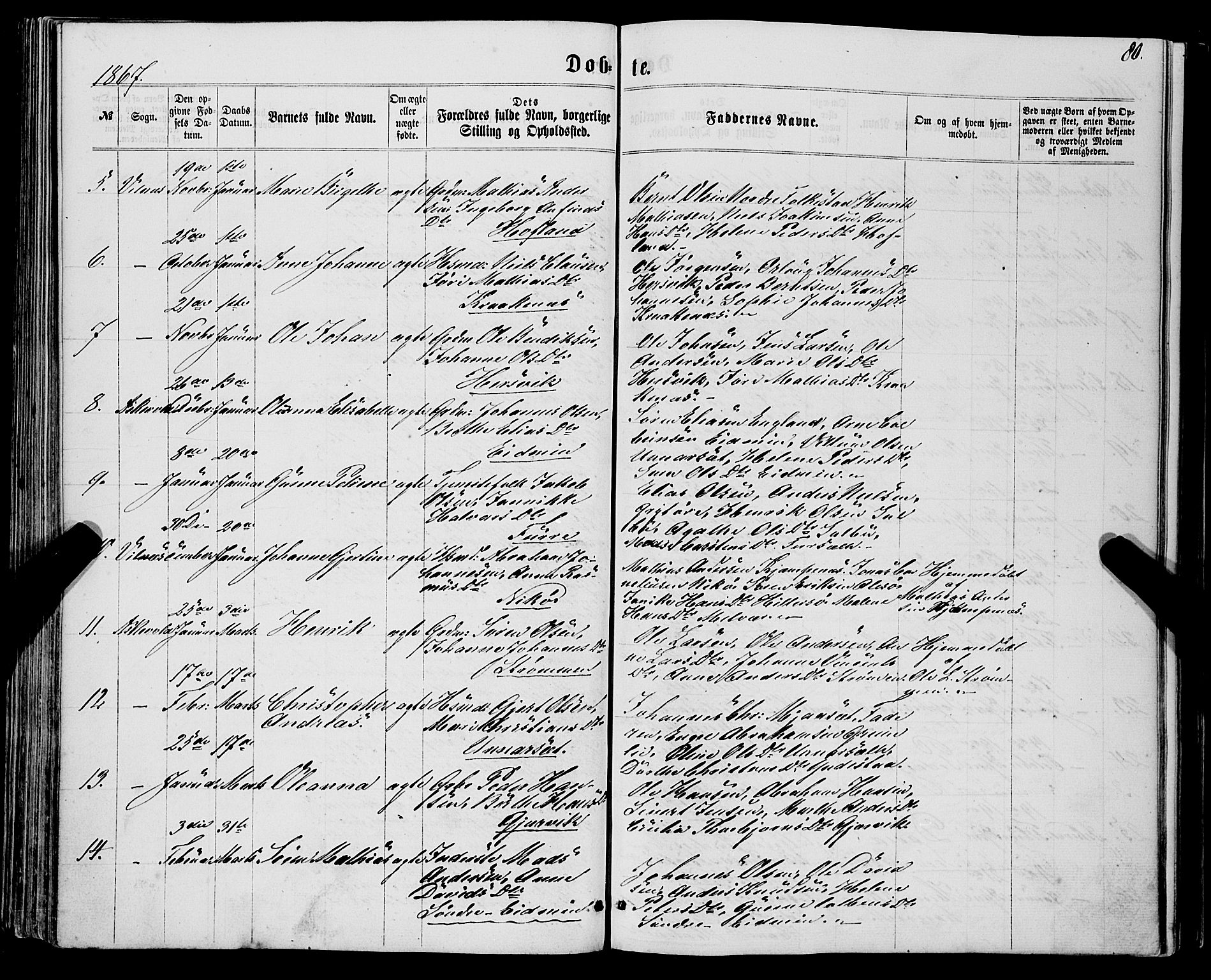 Askvoll sokneprestembete, AV/SAB-A-79501/H/Haa/Haaa/L0012: Parish register (official) no. A 12, 1859-1878, p. 80