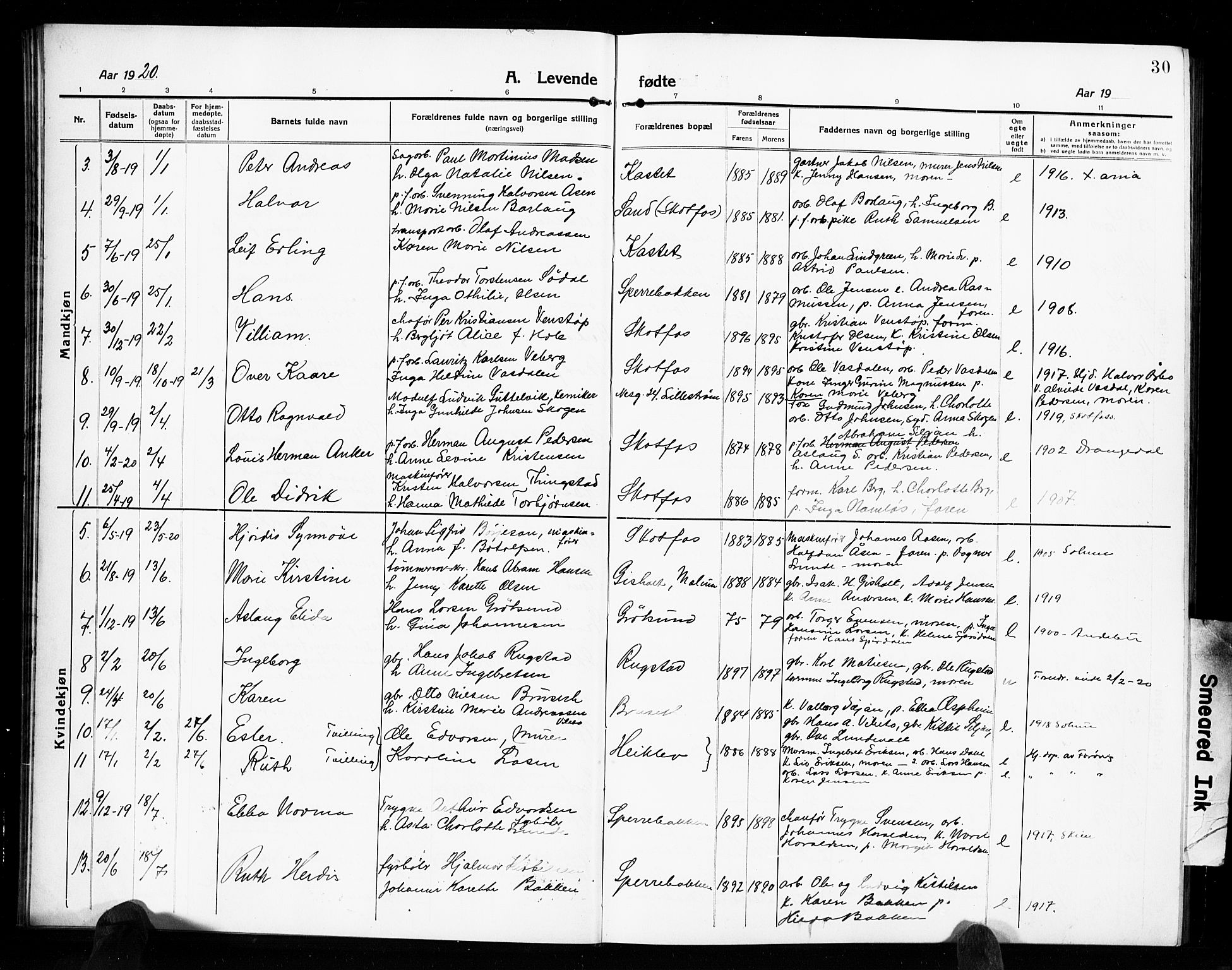 Solum kirkebøker, AV/SAKO-A-306/G/Gb/L0006: Parish register (copy) no. II 6, 1915-1927, p. 30