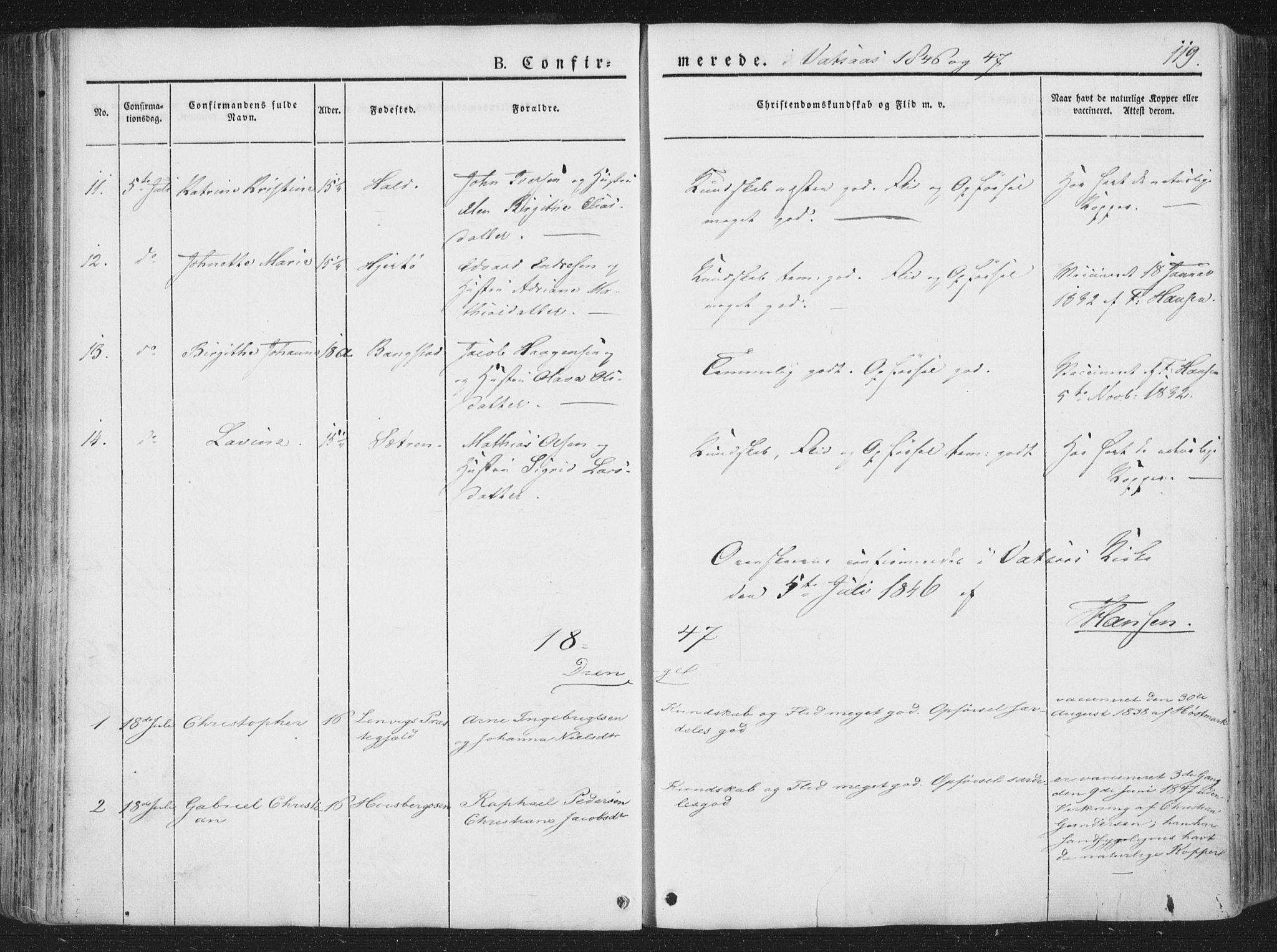 Ministerialprotokoller, klokkerbøker og fødselsregistre - Nordland, AV/SAT-A-1459/810/L0144: Parish register (official) no. 810A07 /1, 1841-1862, p. 119