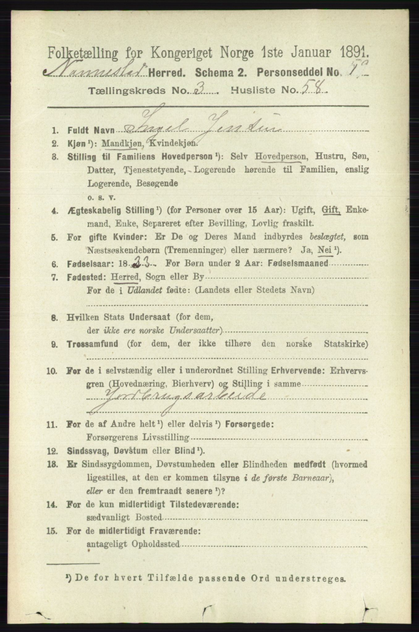RA, 1891 census for 0238 Nannestad, 1891, p. 1808