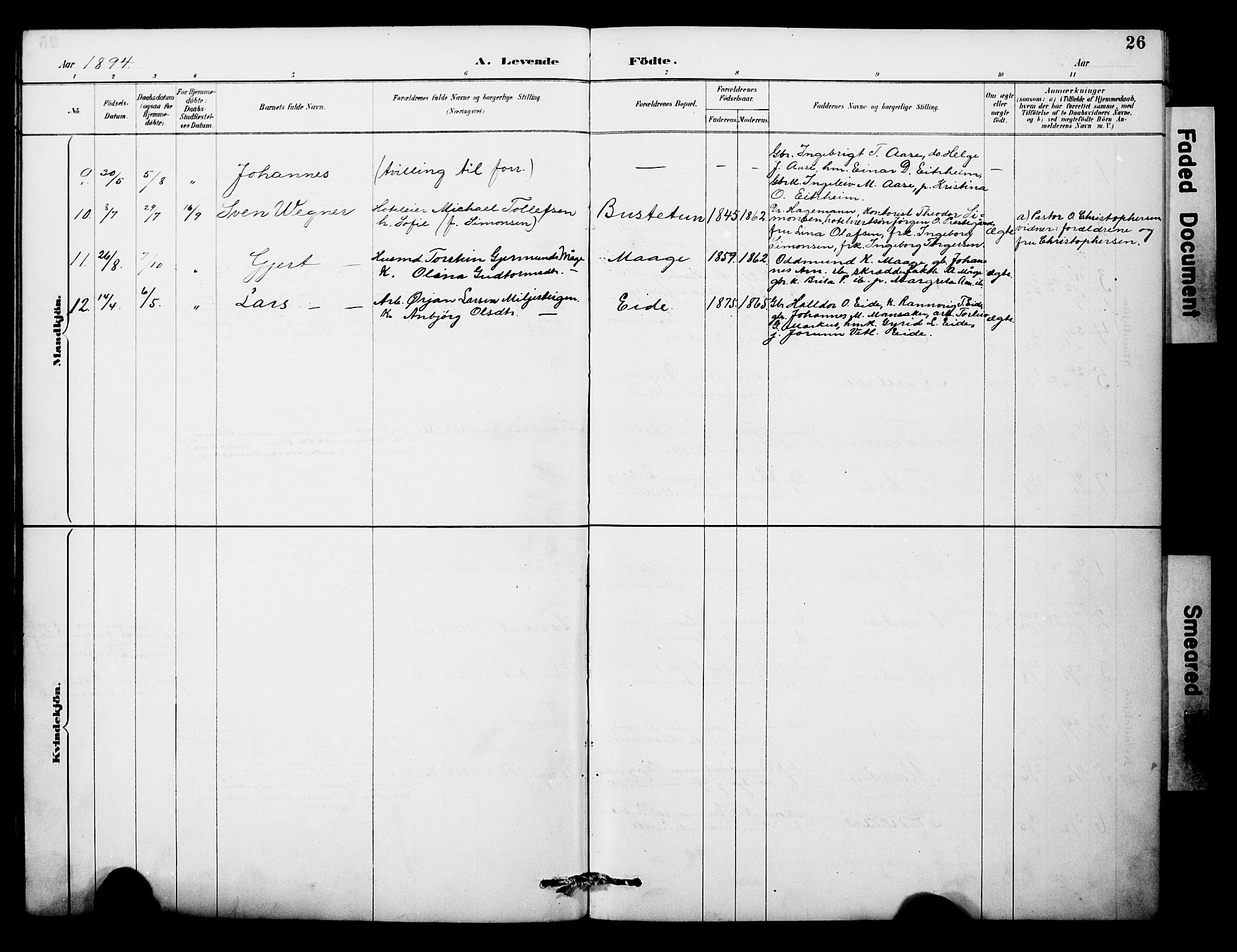 Odda Sokneprestembete, AV/SAB-A-77201/H/Hab: Parish register (copy) no. A 7, 1887-1912, p. 26