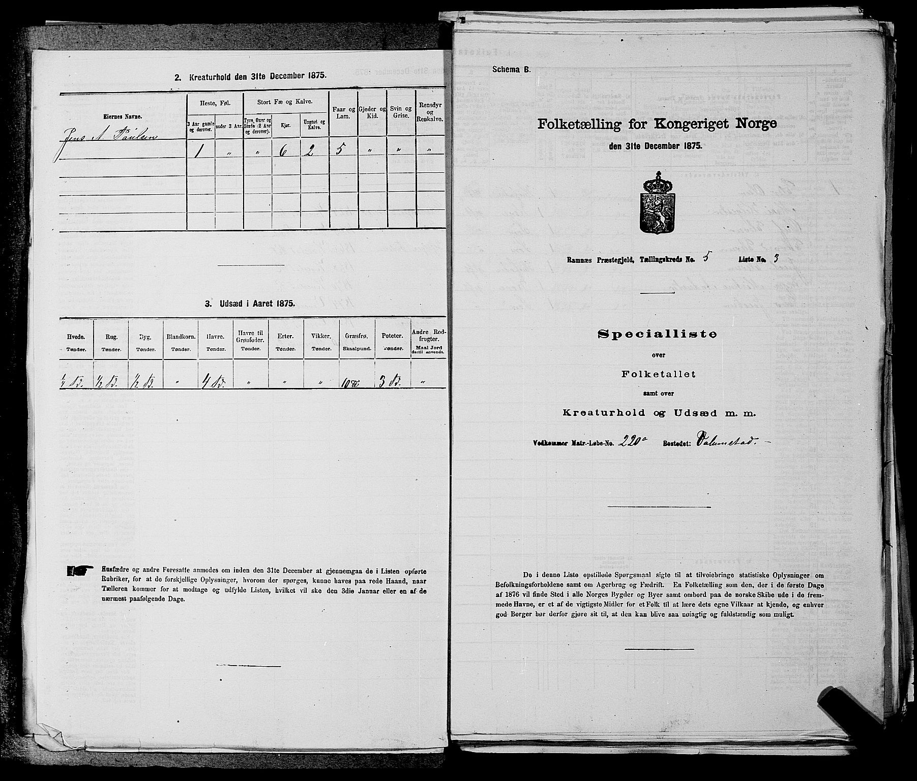 SAKO, 1875 census for 0718P Ramnes, 1875, p. 734