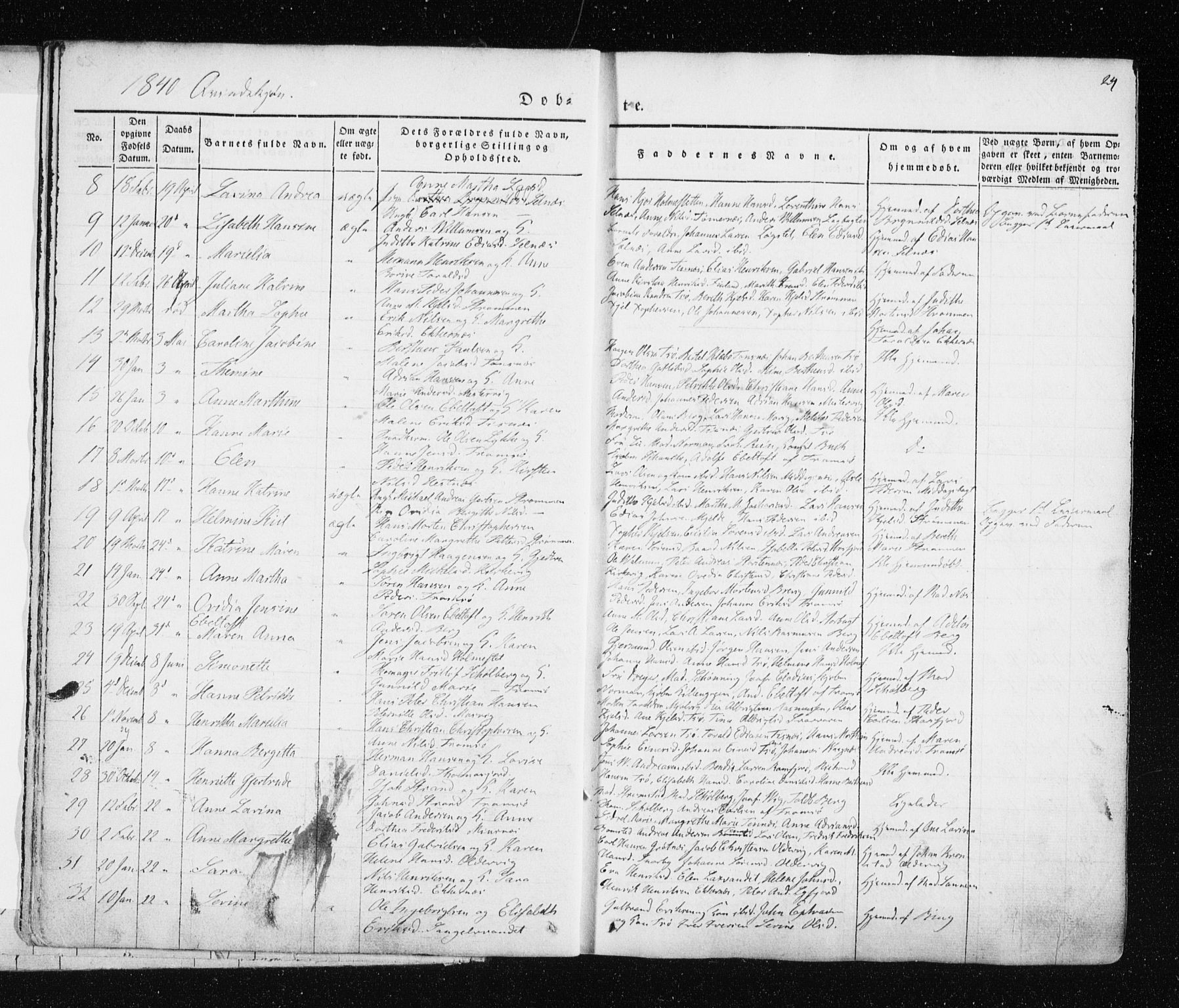 Tromsø sokneprestkontor/stiftsprosti/domprosti, SATØ/S-1343/G/Ga/L0009kirke: Parish register (official) no. 9, 1837-1847, p. 24