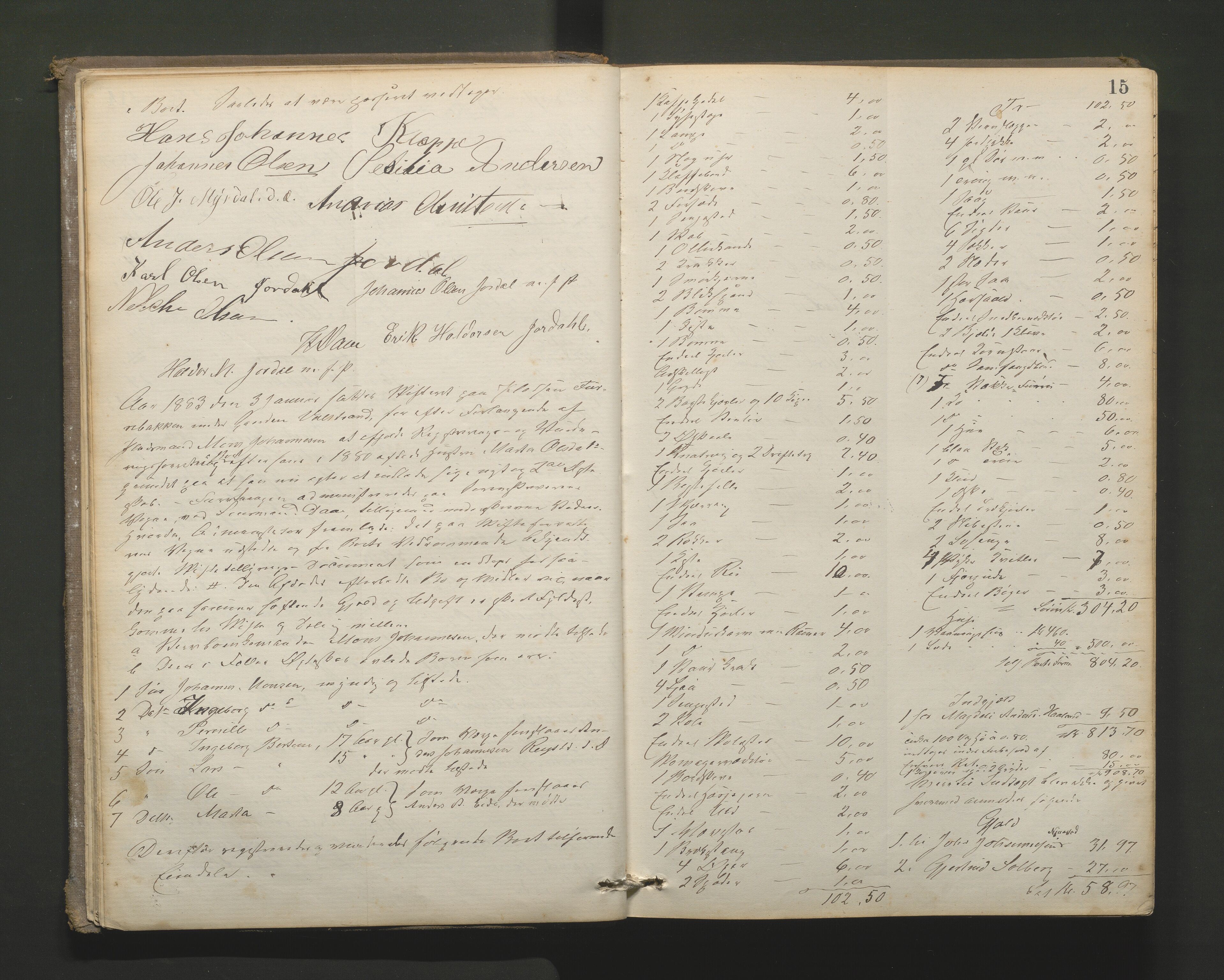 Lensmannen i Hamre, AV/SAB-A-32601/0006/L0001: Registreringsprotokoll, 1881-1896, p. 14b-15a