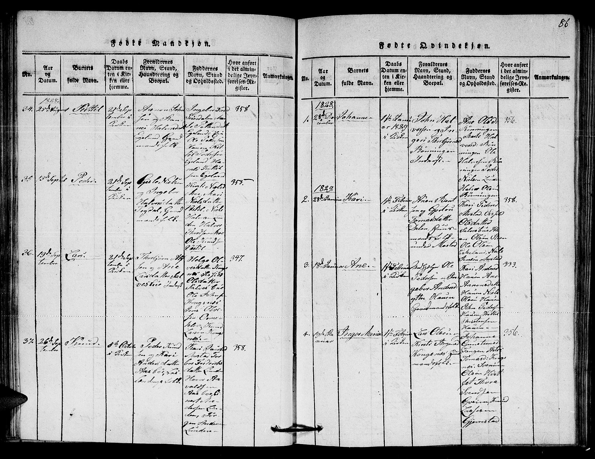 Gjerstad sokneprestkontor, AV/SAK-1111-0014/F/Fa/Faa/L0004: Parish register (official) no. A 4, 1816-1829, p. 86