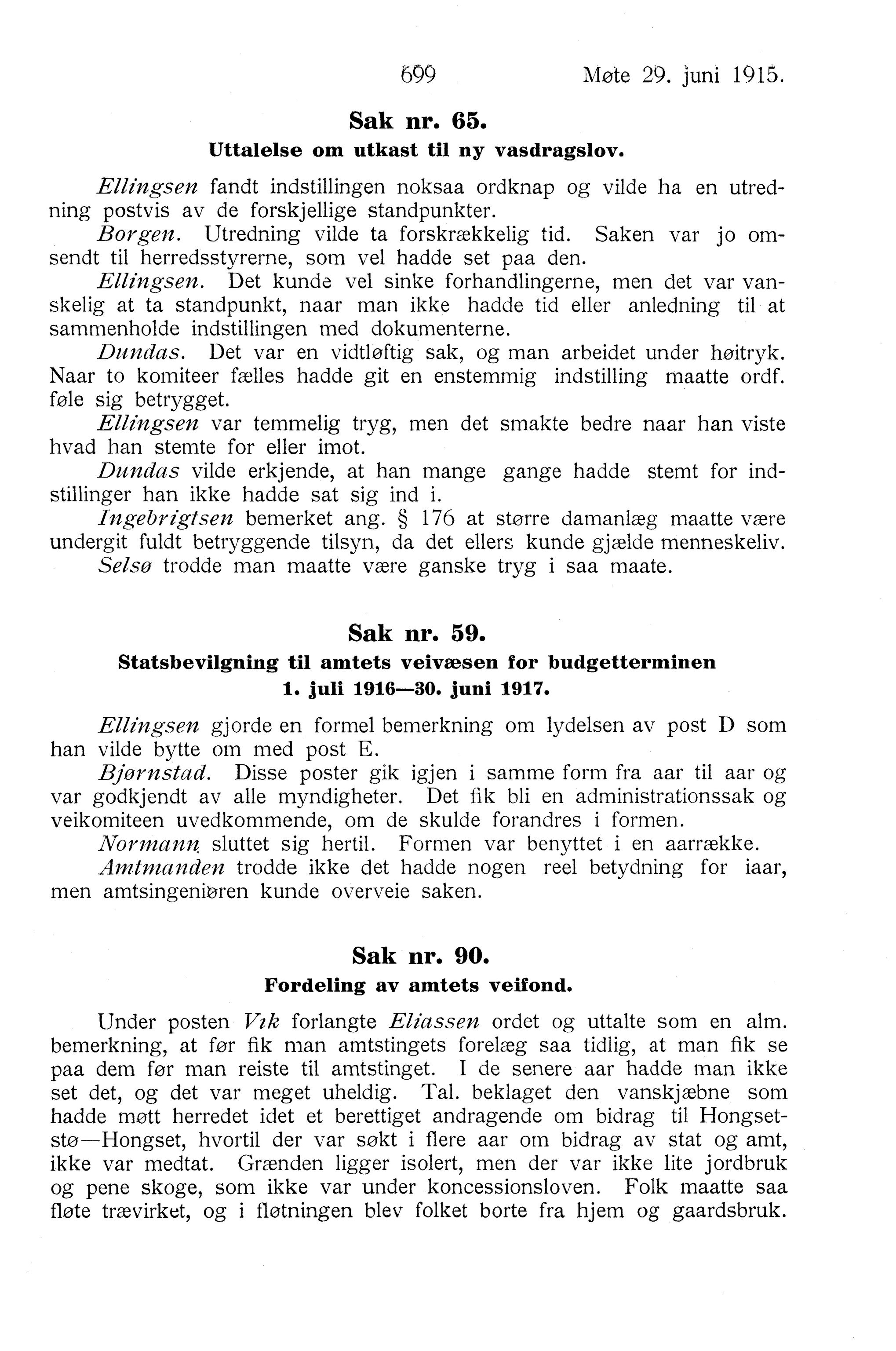 Nordland Fylkeskommune. Fylkestinget, AIN/NFK-17/176/A/Ac/L0038: Fylkestingsforhandlinger 1915, 1915