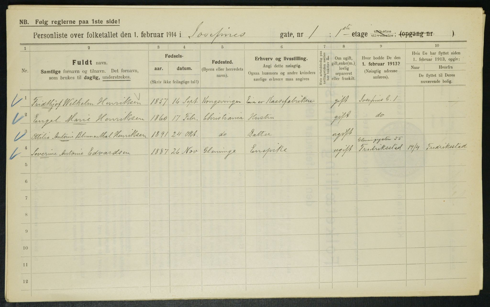 OBA, Municipal Census 1914 for Kristiania, 1914, p. 47325