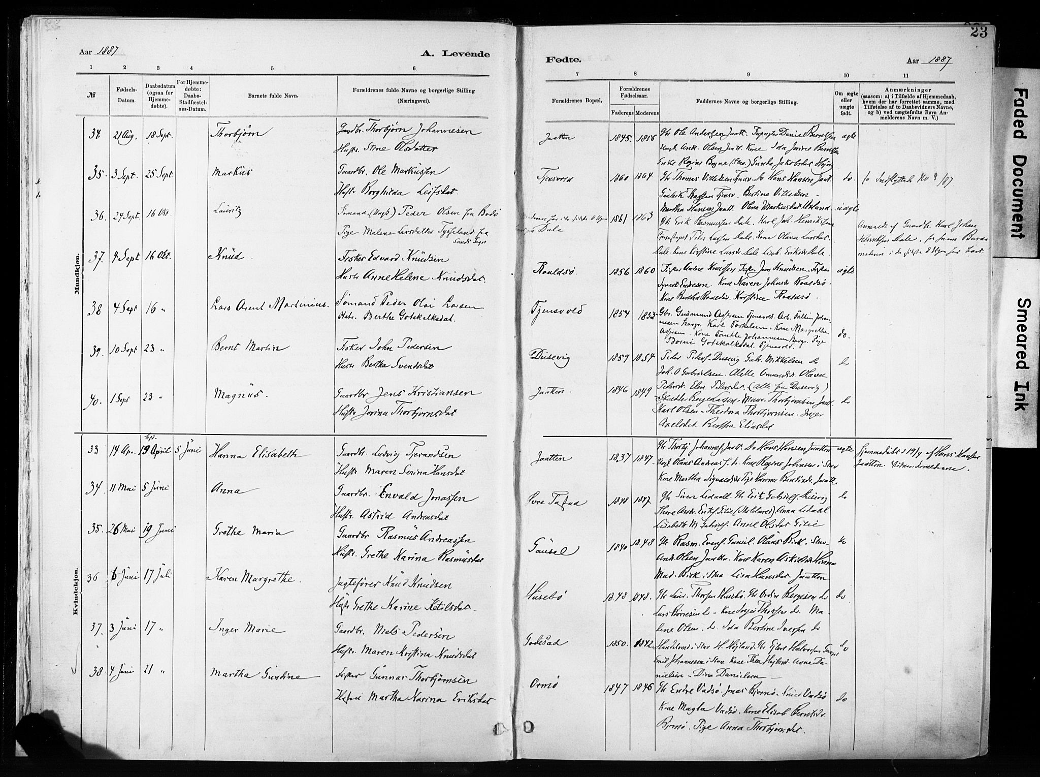 Hetland sokneprestkontor, AV/SAST-A-101826/30/30BA/L0011: Parish register (official) no. A 11, 1884-1911, p. 23