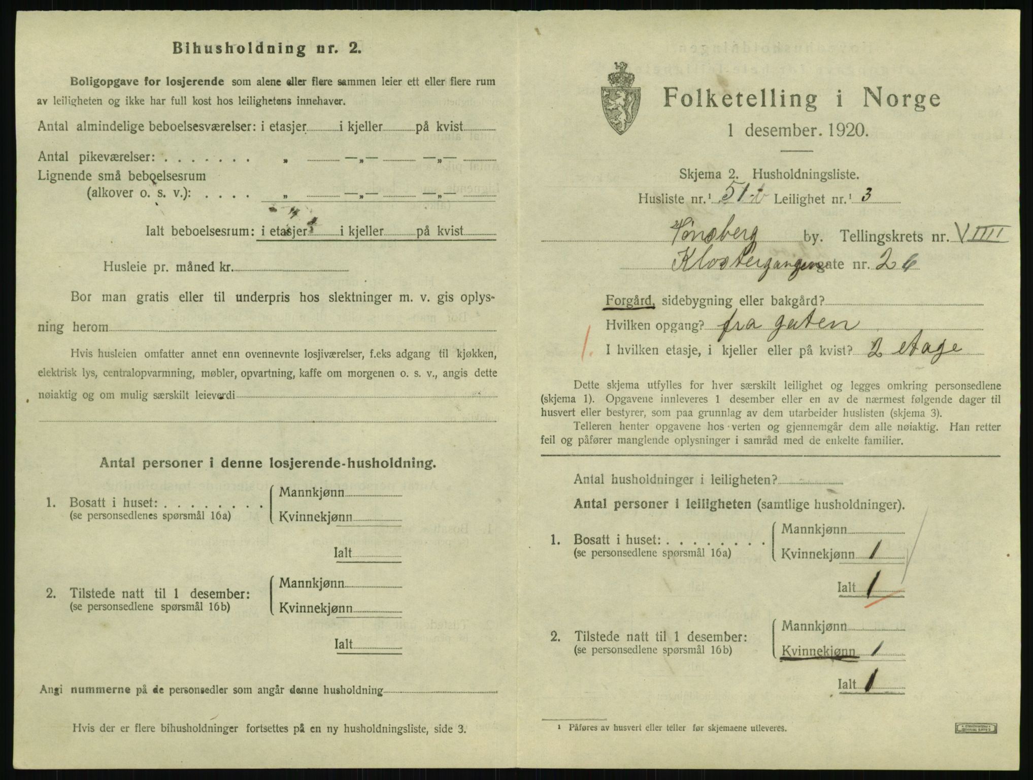 SAKO, 1920 census for Tønsberg, 1920, p. 4725