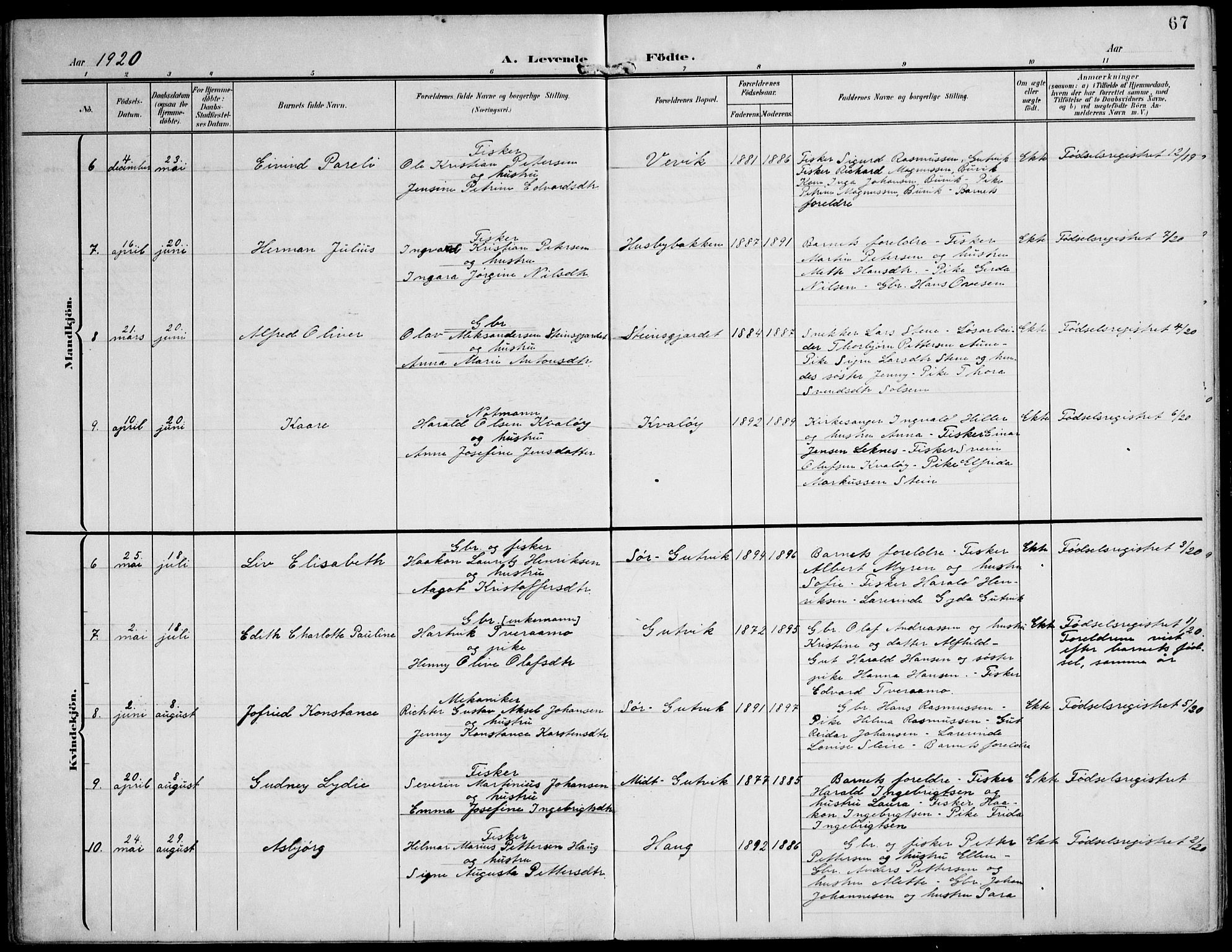 Ministerialprotokoller, klokkerbøker og fødselsregistre - Nord-Trøndelag, AV/SAT-A-1458/788/L0698: Parish register (official) no. 788A05, 1902-1921, p. 67