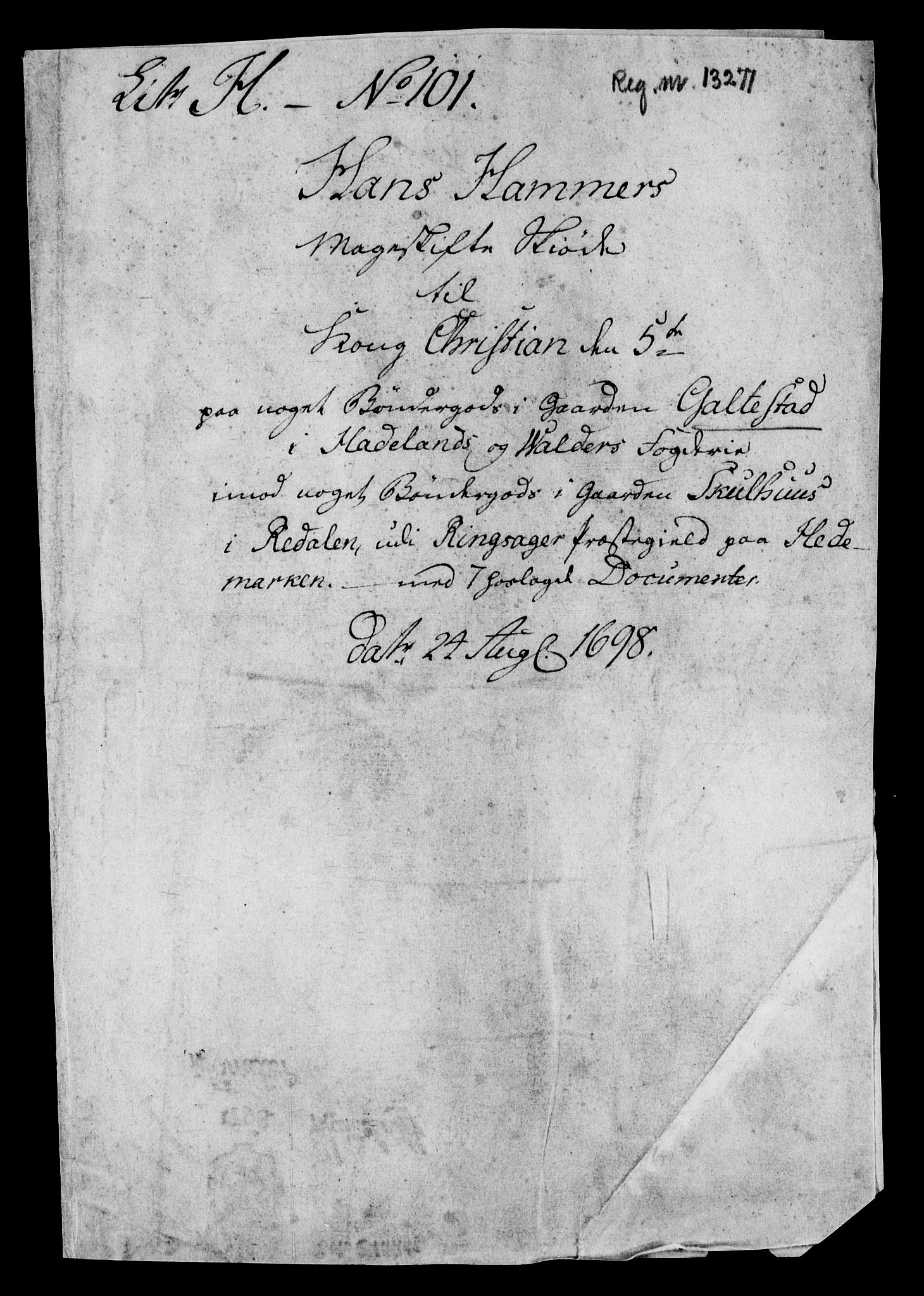 Rentekammeret inntil 1814, Realistisk ordnet avdeling, RA/EA-4070/On/L0013: [Jj 14]: Forskjellige dokumenter om krongodset i Norge, 1672-1722, p. 420
