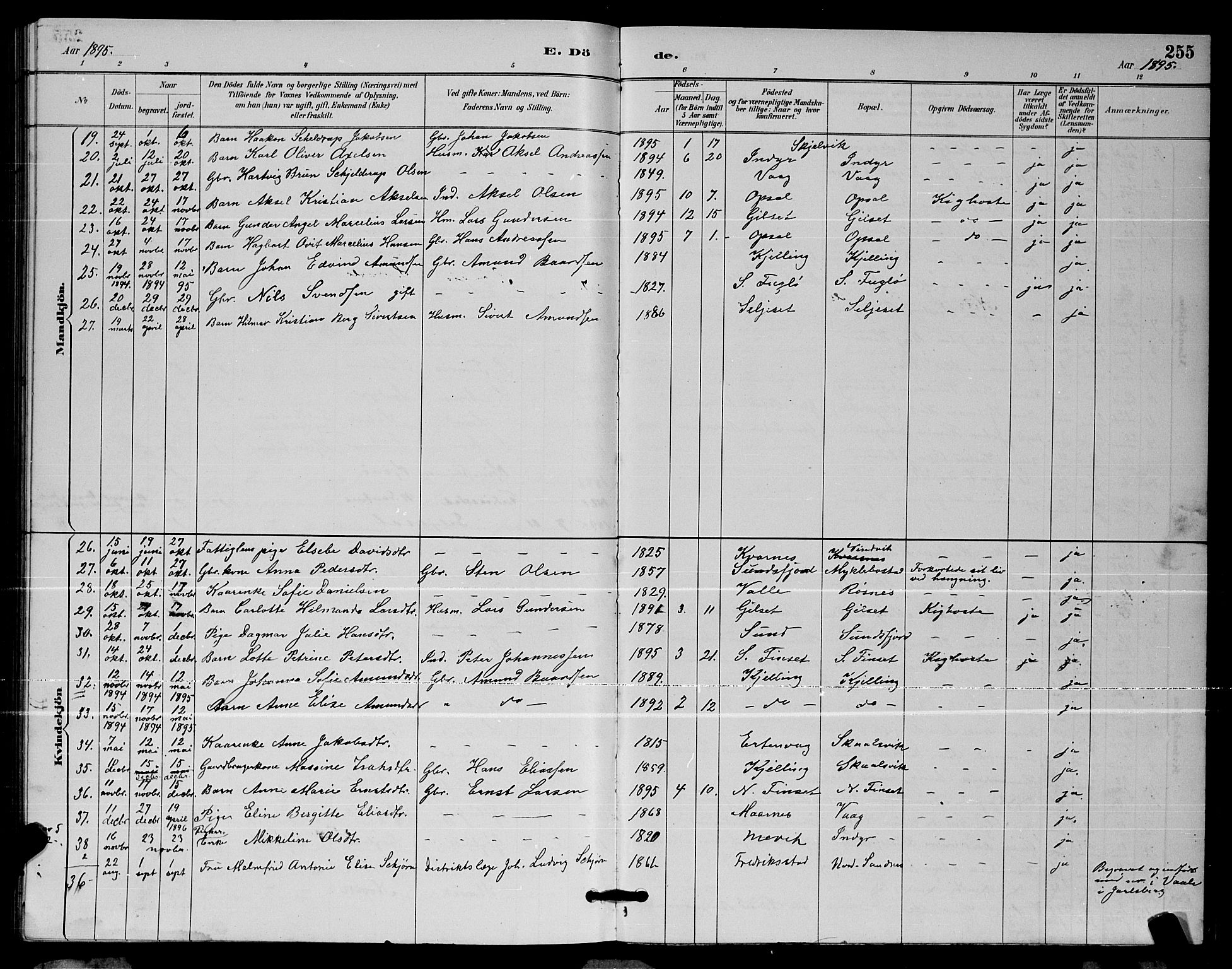 Ministerialprotokoller, klokkerbøker og fødselsregistre - Nordland, AV/SAT-A-1459/805/L0108: Parish register (copy) no. 805C04, 1885-1899, p. 255