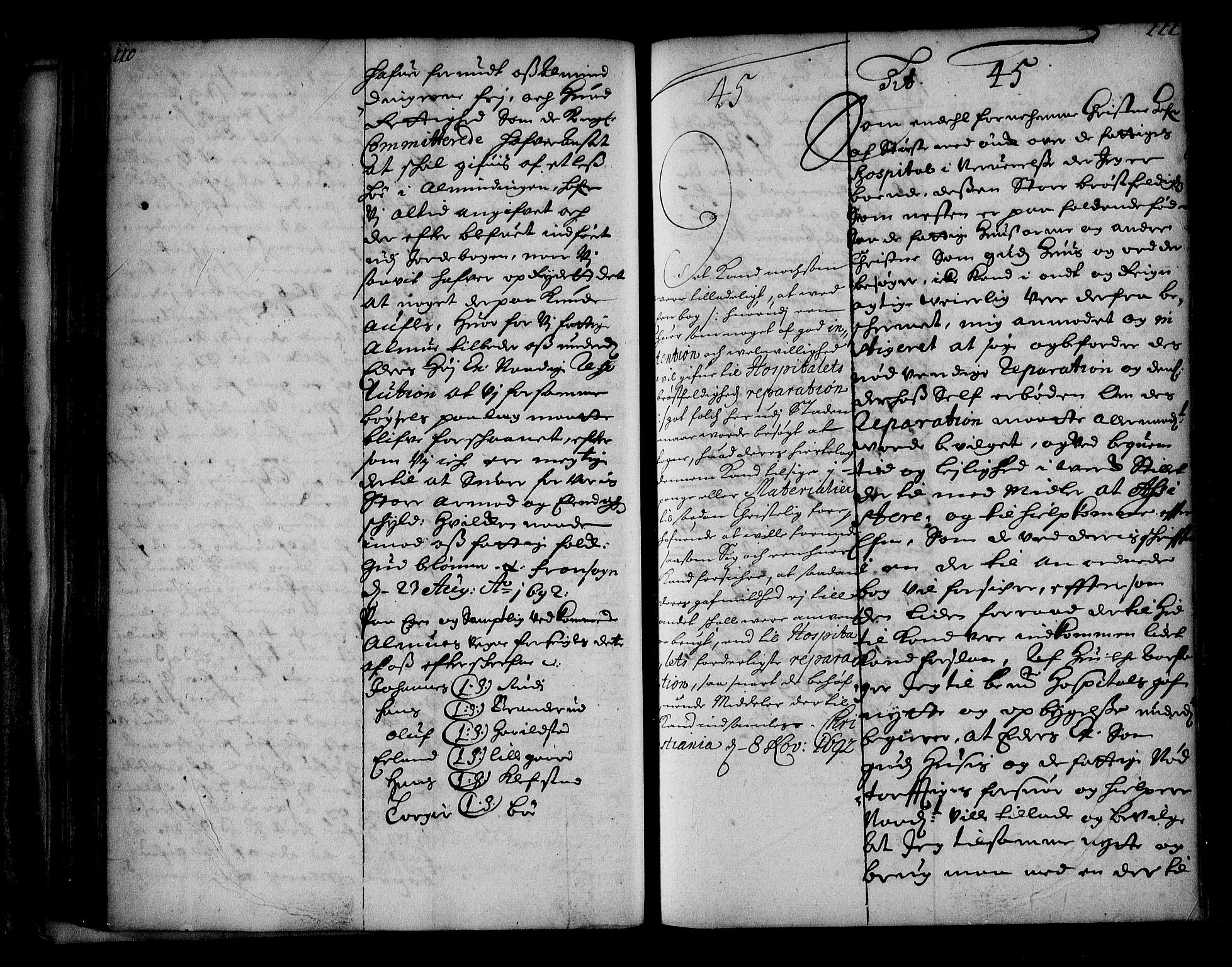 Stattholderembetet 1572-1771, AV/RA-EA-2870/Ae/L0010: Supplikasjons- og resolusjonsprotokoll, 1692-1693, p. 110-111