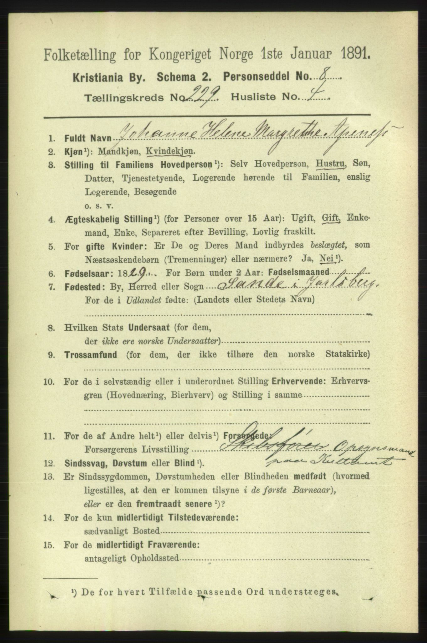 RA, 1891 census for 0301 Kristiania, 1891, p. 140515