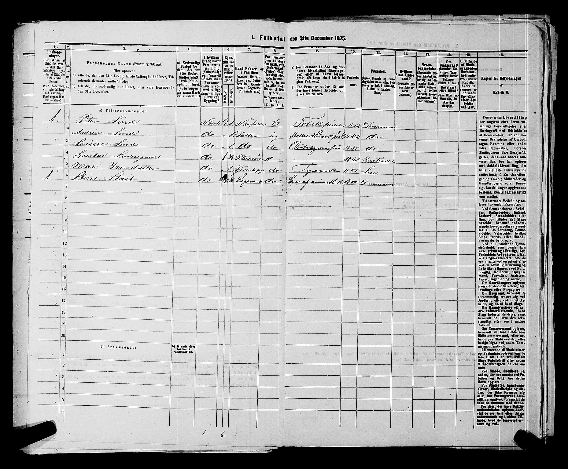 SAKO, 1875 census for 0602 Drammen, 1875, p. 370