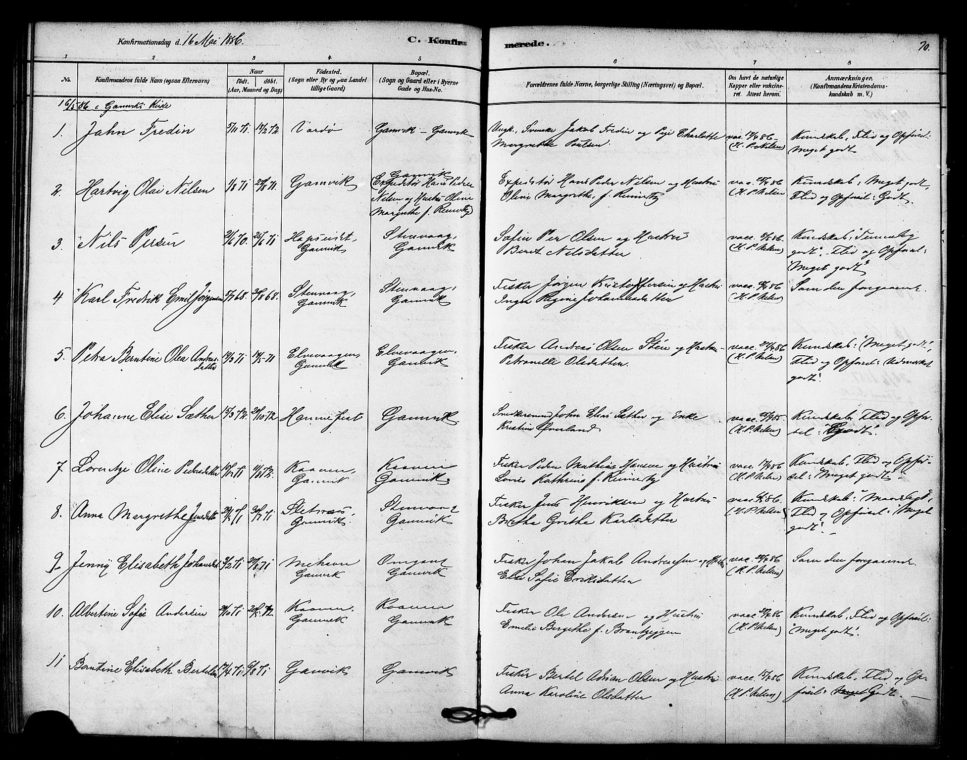 Tana sokneprestkontor, SATØ/S-1334/H/Ha/L0003kirke: Parish register (official) no. 3, 1878-1892, p. 70